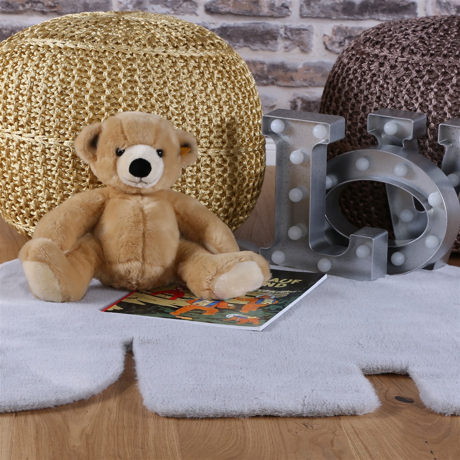 Kayoom Kinderteppich »Lille 864« Motivform 15 mm Höhe Kurzflor, Rabitt, weich kuschelig, Elefant Kontur