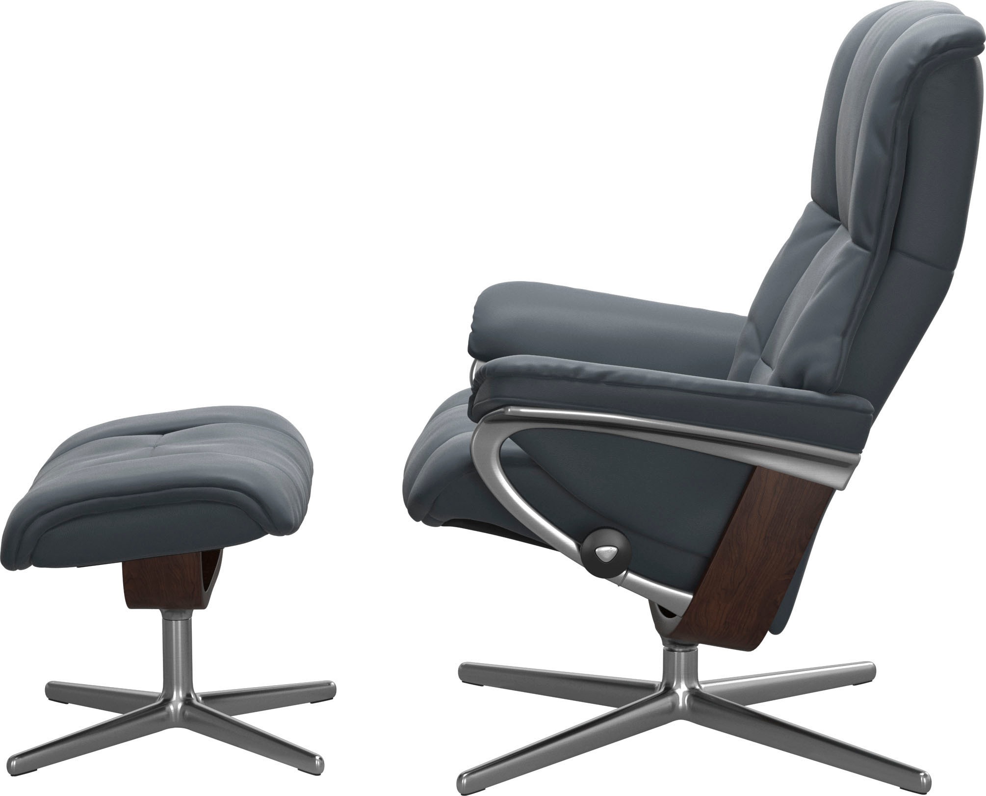 Stressless® Relaxsessel »Mayfair«, (Set, Relaxsessel mit Hocker), mit Hocker, mit Cross Base, Größe S, M & L, Holzakzent Braun