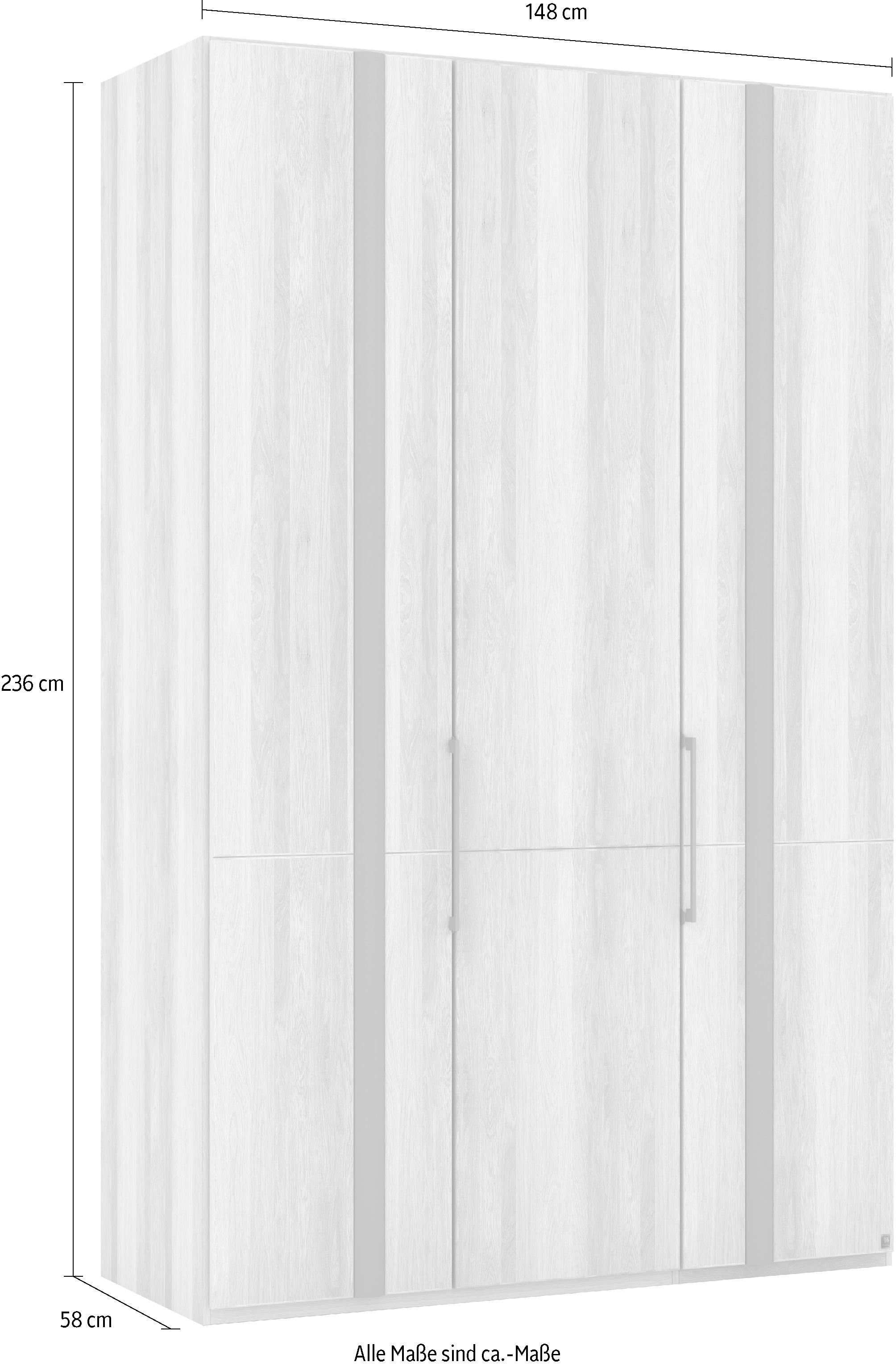 Musterring Drehtürenschrank »Sorrent, Kleiderschrank, teilmassiv Eiche«, (mit Türdämpfern, in 5 Breiten & 2 Höhen, extra Böden, MADE IN GERMANY), Türen in Eiche massiv mit Absetzung in Schiefer, verschiedene Maße