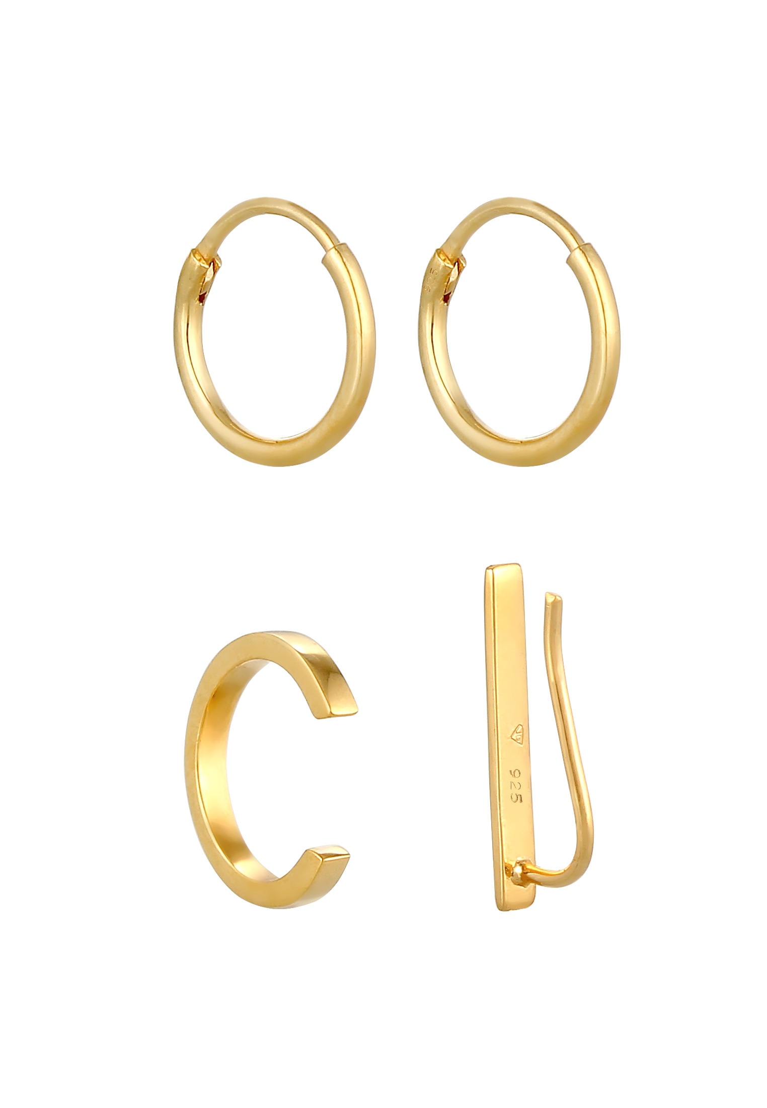 Elli Ohrstecker-Set »Ohrringe Creolen Ear Climber Earcuff 3er Set 925 Silber«