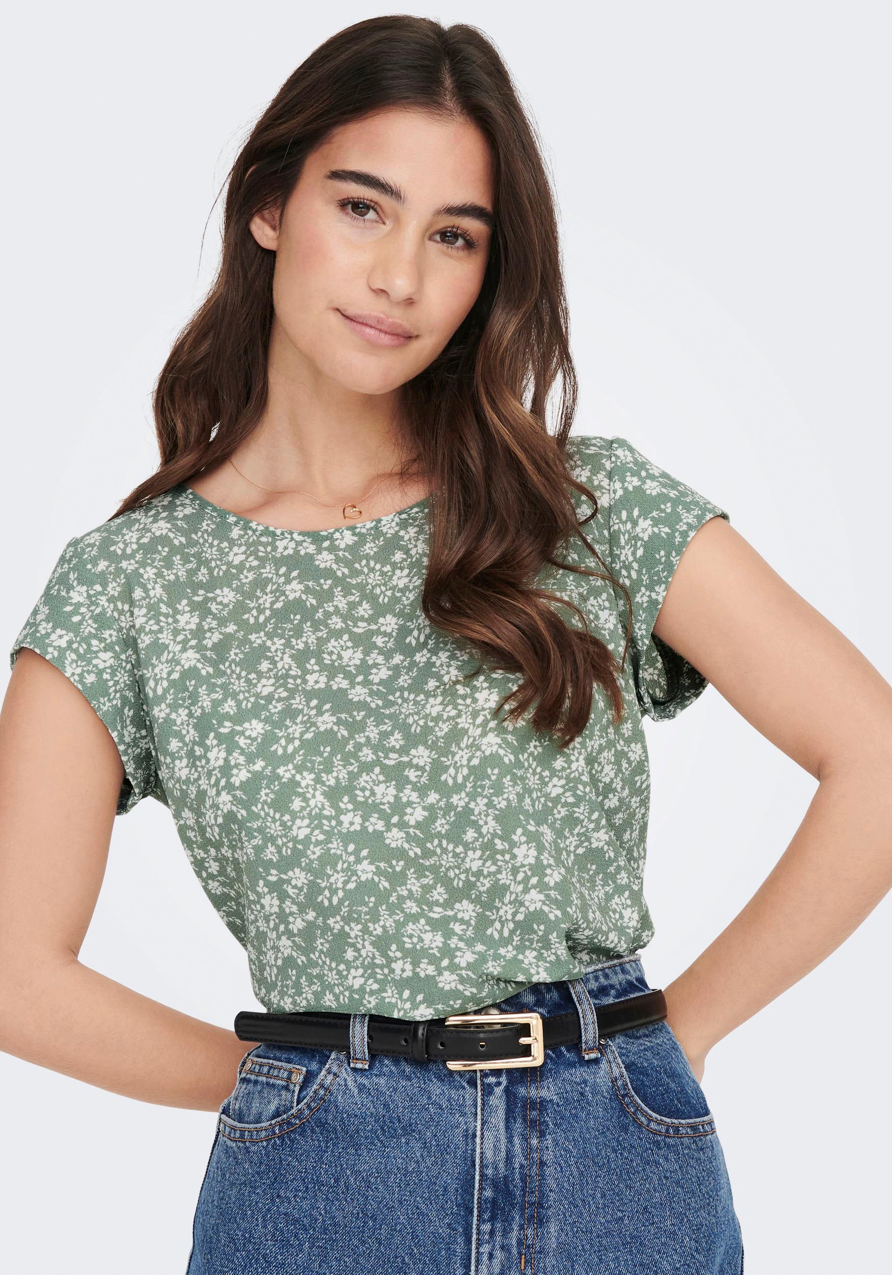 ONLY Shirtbluse »ONLVIC S/S AOP TOP NOOS PTM«, mit Allover Druck