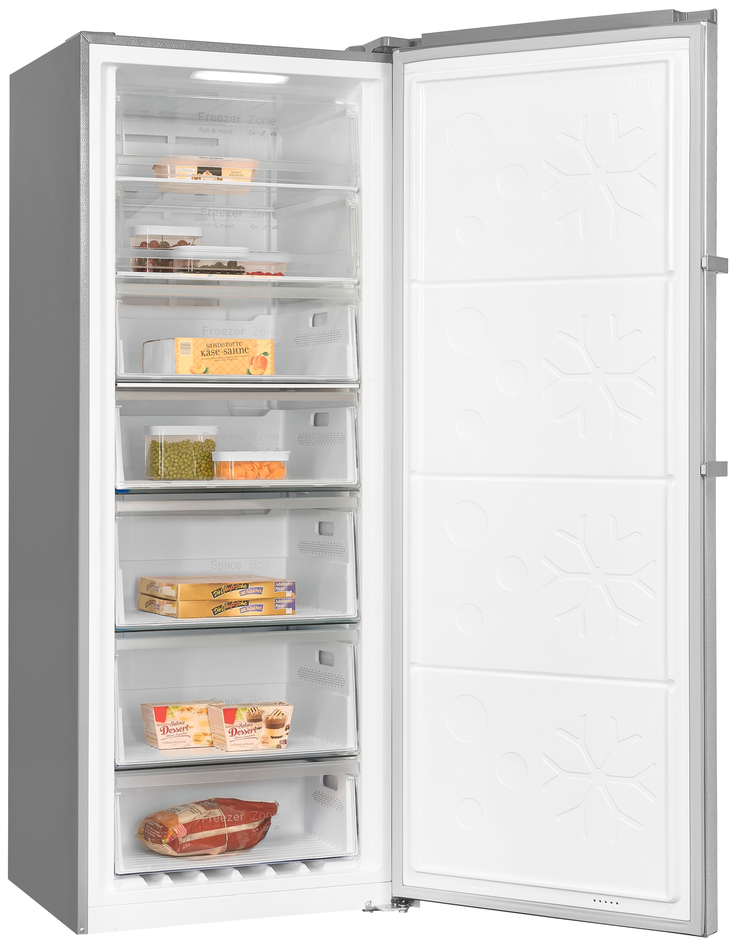 exquisit Gefrierschrank »GS380-NF-H-050D inoxlook«, 185,5 cm hoch, 71 cm breit, Türanschlag wechselbar