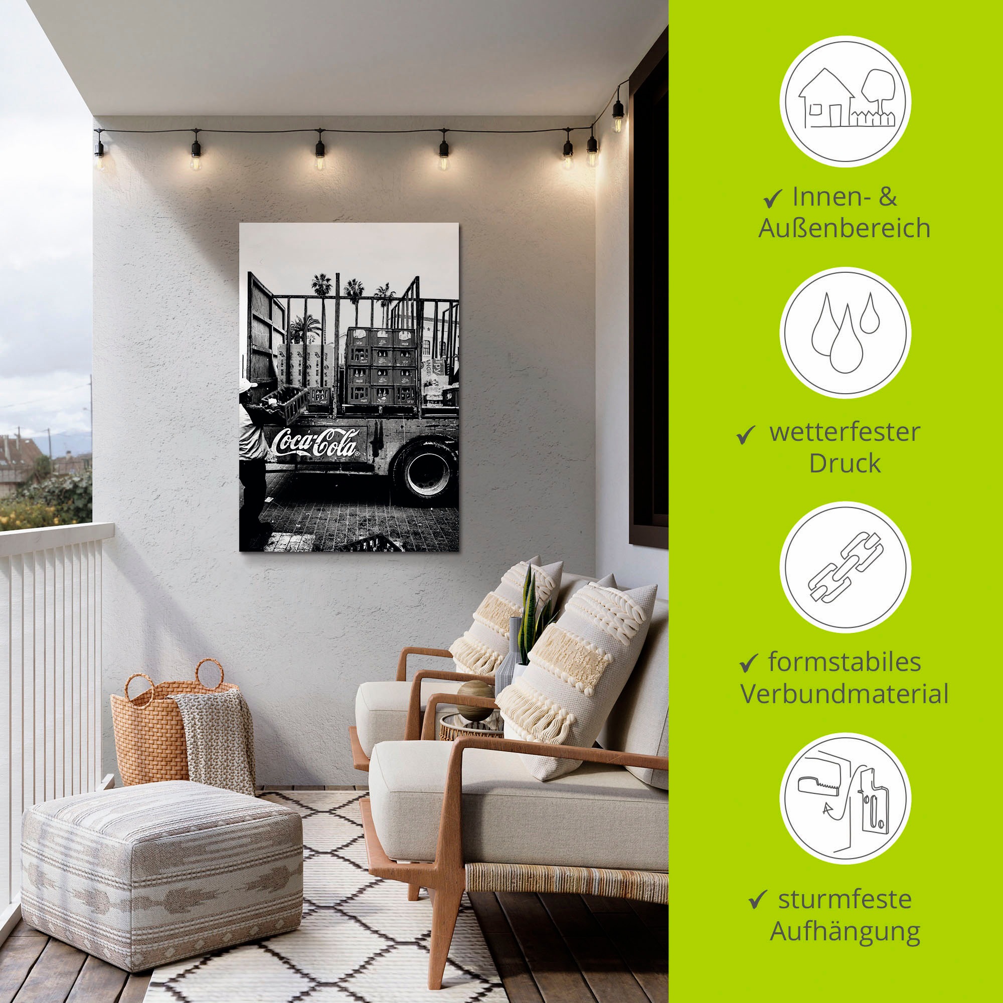 Artland Wandbild »CocaCola-LKW in El Jadida - Marokko«, Auto, (1 St.), als Alubild, Outdoorbild, Leinwandbild, Poster, Wandaufkleber