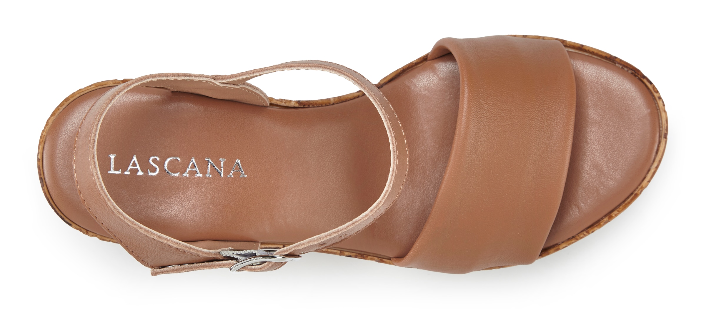 LASCANA Sandalette »Sommerschuh, offener Schuh, Sandale, Keilsandalette,«  NEU aus Leder mit Keilabsatz