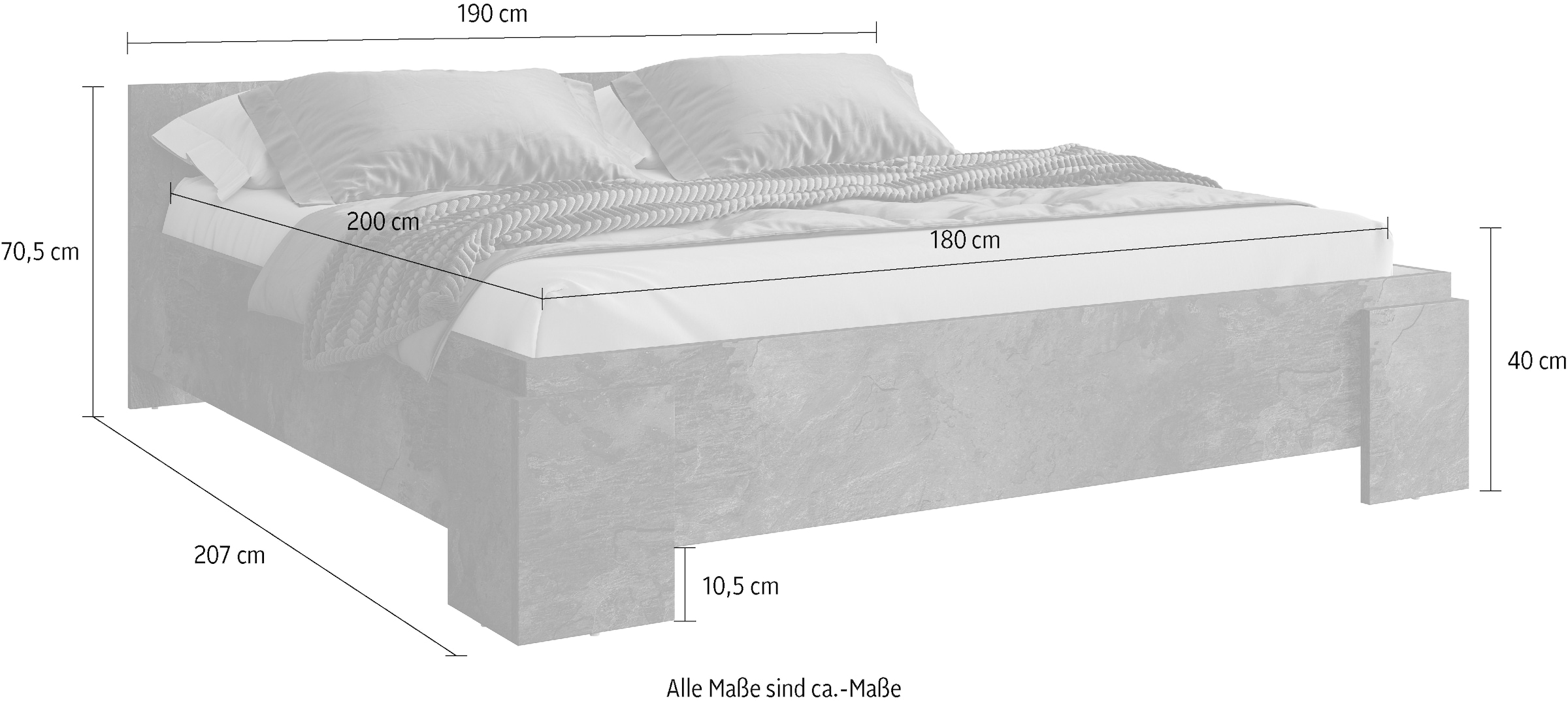 INOSIGN Bettgestell »India, FSC-zertifizierter Holzwerkstoff, Made in Europe«, Doppelbett 160x200 oder 180x200cm, weiß oder schieferfarben