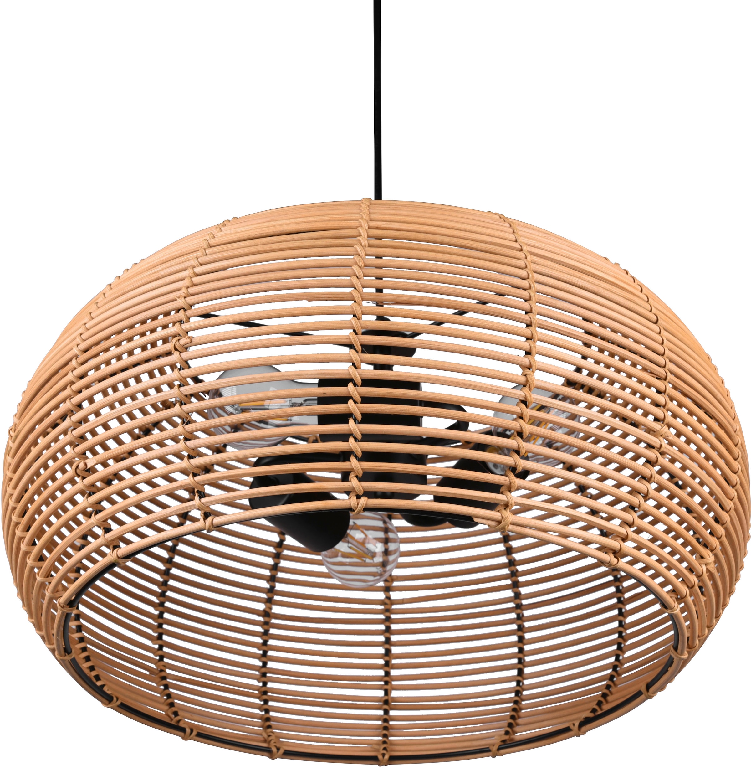 TRIO Leuchten Pendelleuchte »Inga«, 3 flammig, Leuchtmittel E27 | ohne Leuchtmittel, Hängelampe Rattan in Korbgeflecht Optik, exkl 3xE27, höhenverstellbar