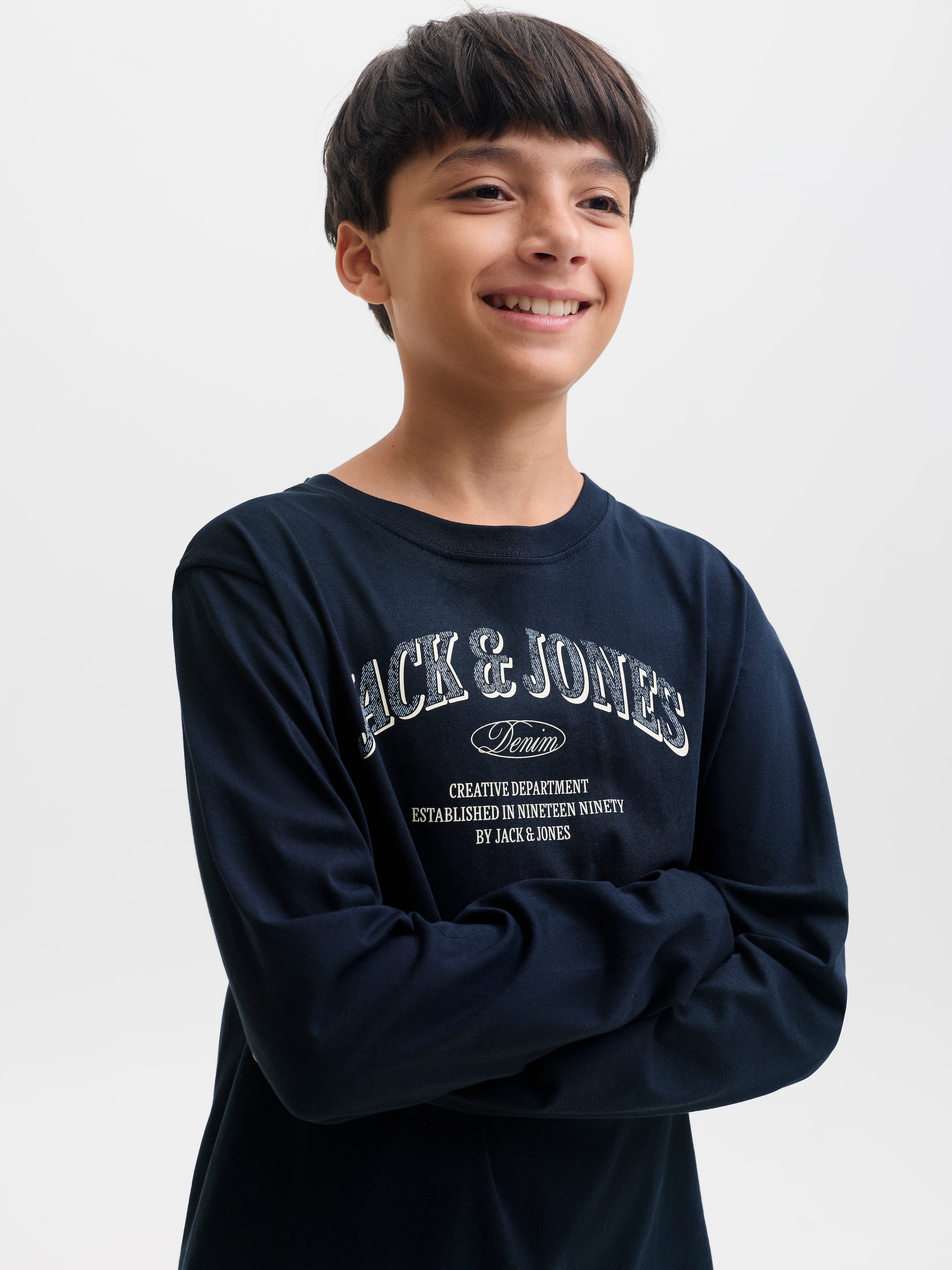 Jack & Jones Junior Langarmshirt »JJEDENVER LOGO TEE LS O-NECK SN JNR« Baumwolle, relaxed fit