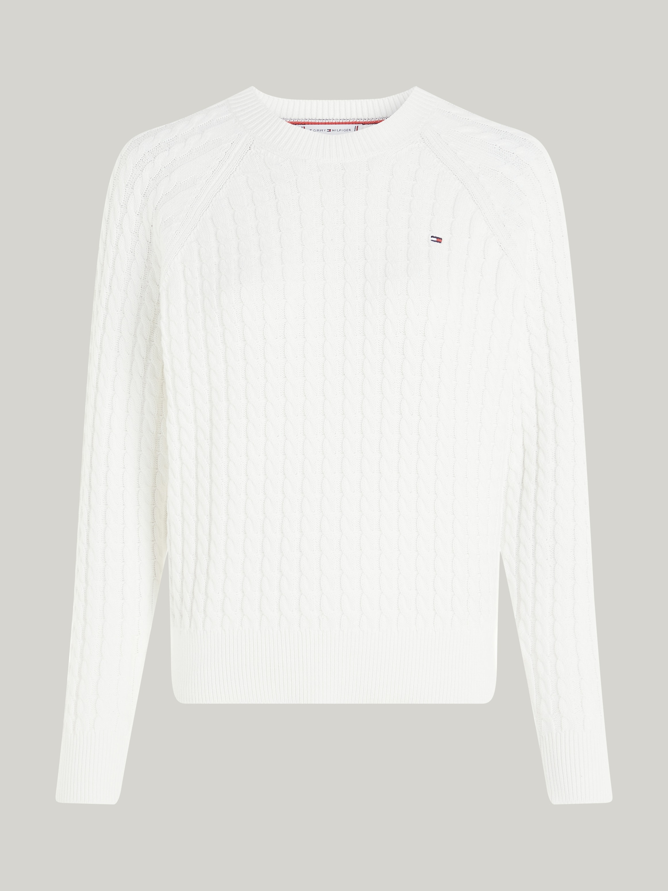 Tommy Hilfiger Rundhalspullover »CO CABLE C-NK SWEATER«, mit Zopfmuster