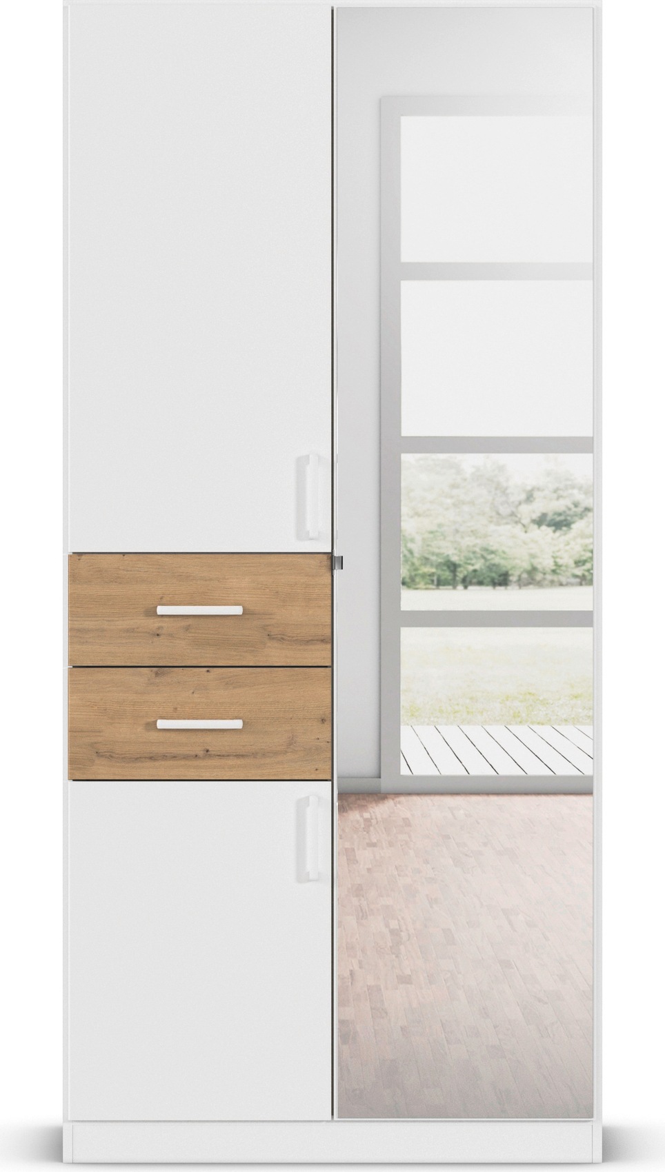 rauch Drehtürenschrank »Maika« mit Spiegel, 2 Schubladen, in verschiedenen Breiten, Höhen und Farben