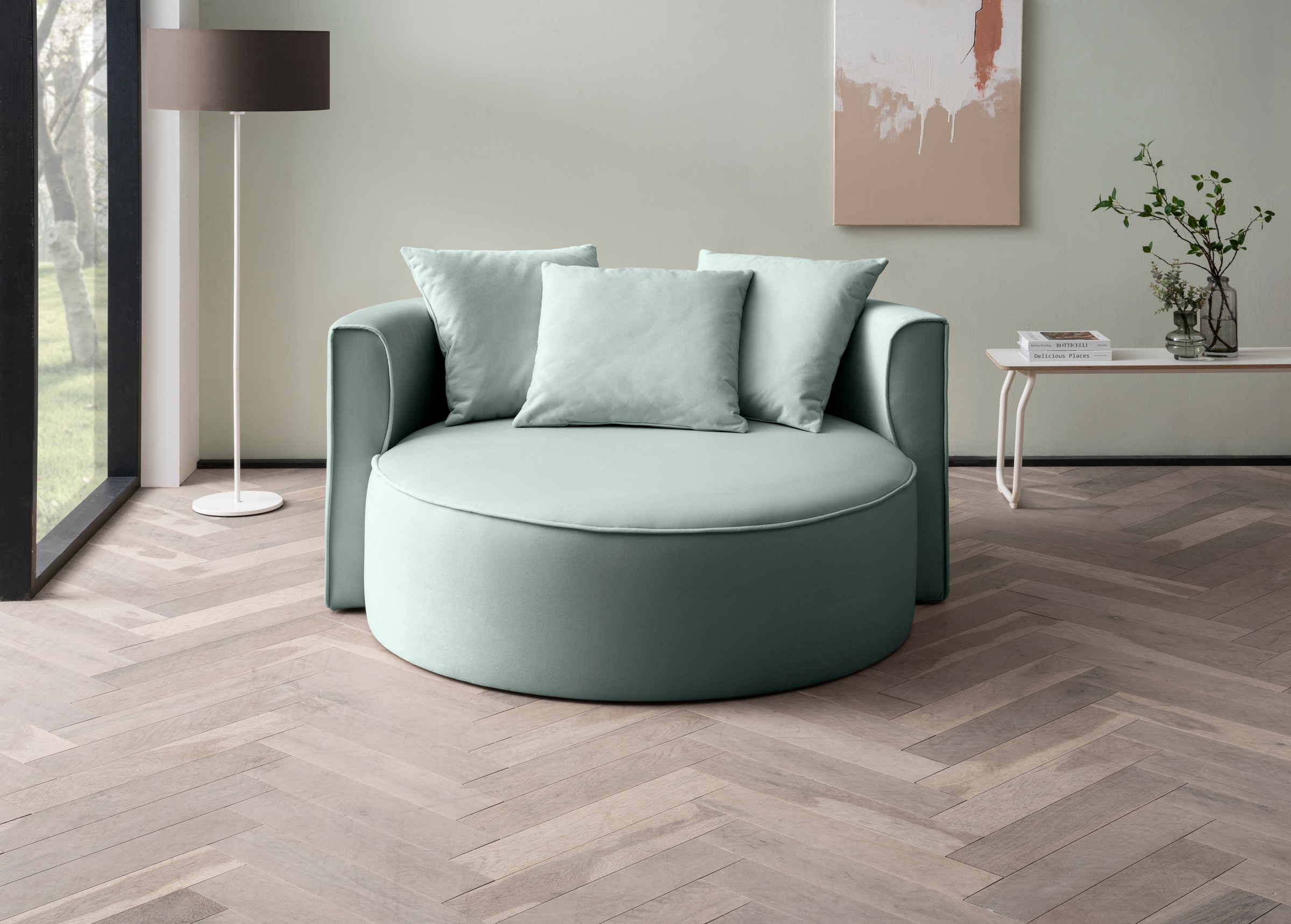 LeGer Home by Lena Gercke XXL-Sessel »Isalie, Lesesessel, Loveseat, inklusive Zierkissen«, extra große Sitzfläche, optional mit Hocker, moderne Farben