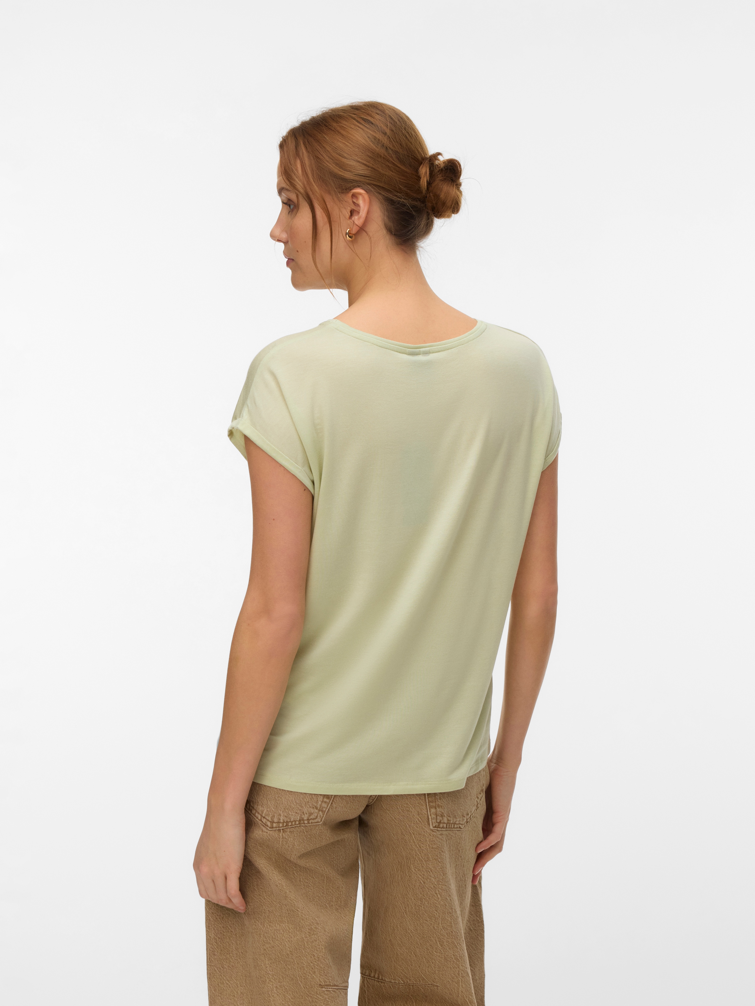 Vero Moda Kurzarmshirt »VMAVA PLAIN SS TOP JRS NOOS« Materialmix, regular fit