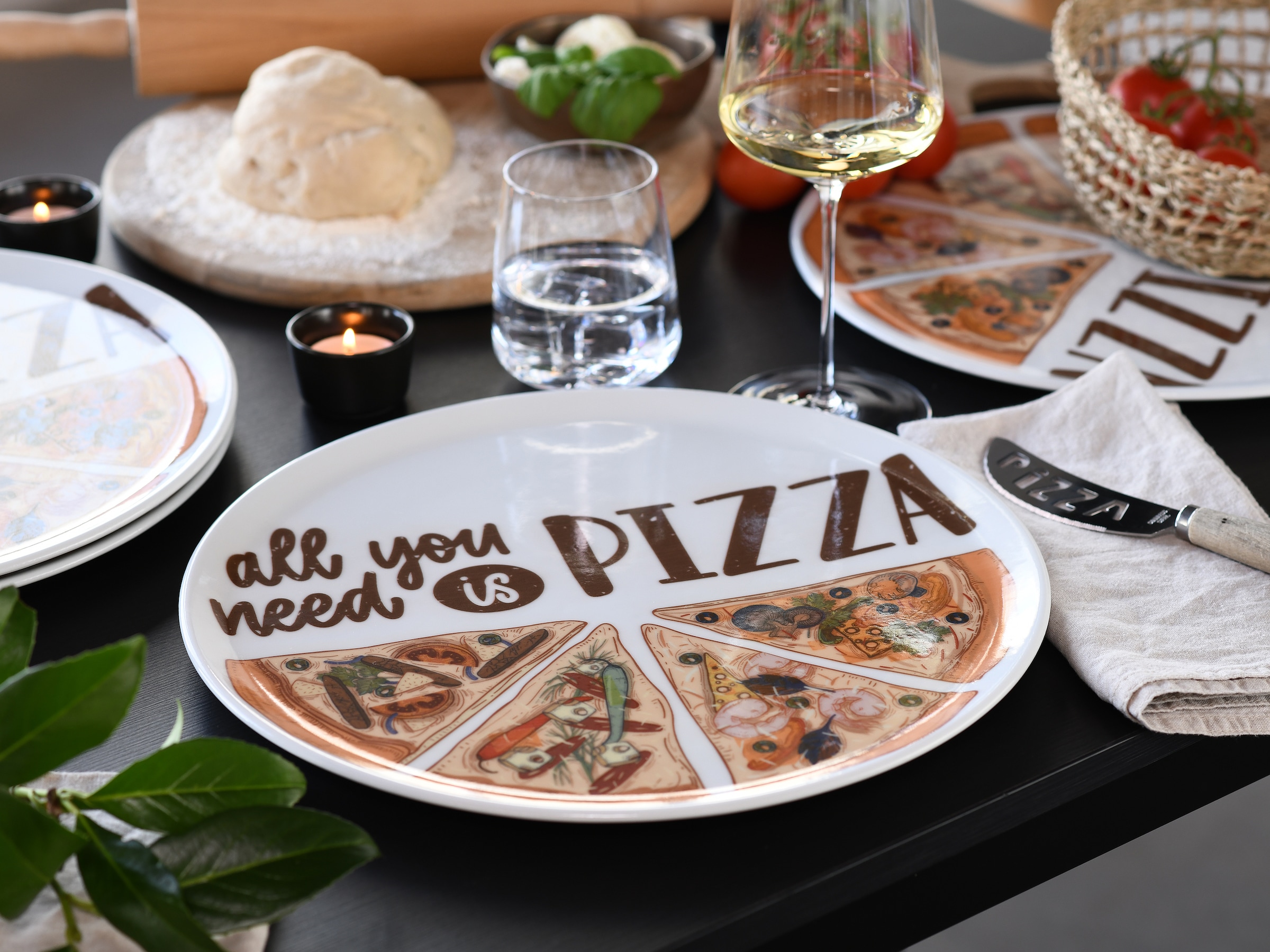 CreaTable Pizzateller »Europa All You Need, Pizzateller 33 cm 6-tlg« Pizzamotiv, Europäische Qualität