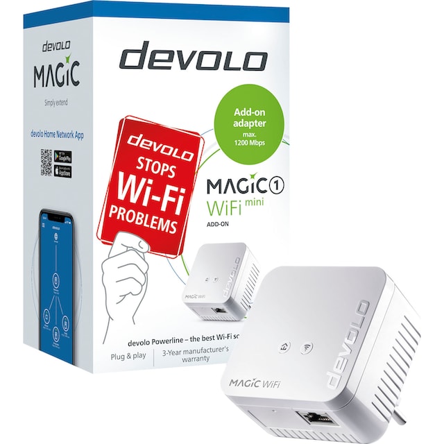 DEVOLO WLAN-Repeater »Magic 1 WiFi mini Ergänzung (1200Mbit, Powerline +  WLAN, 1x LAN, Mesh)« jetzt bestellen bei OTTO