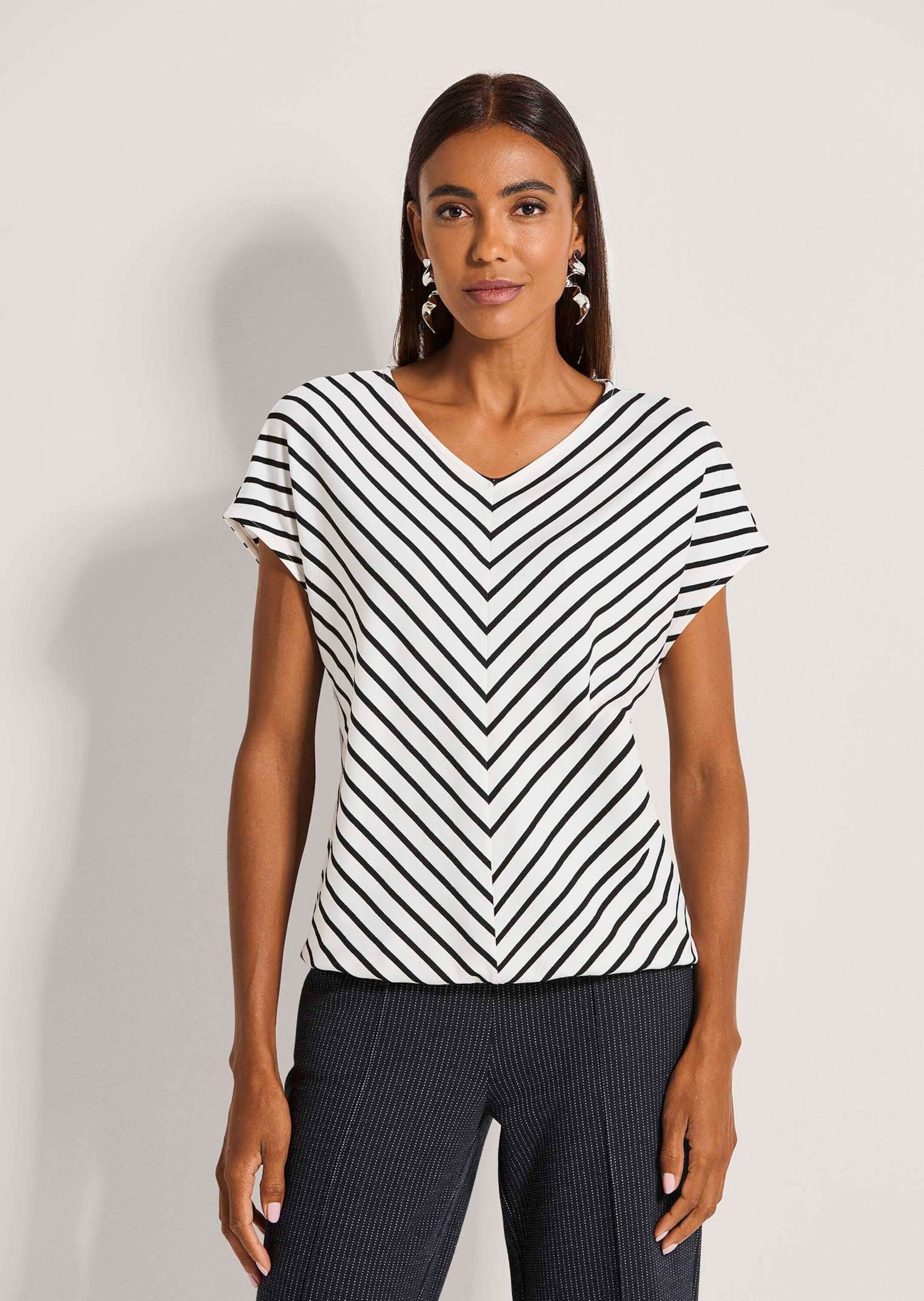 MADELEINE Kurzarmshirt »Blusenshirt Glanzshirt mit Streifenmuster« Diagonale Streifen
