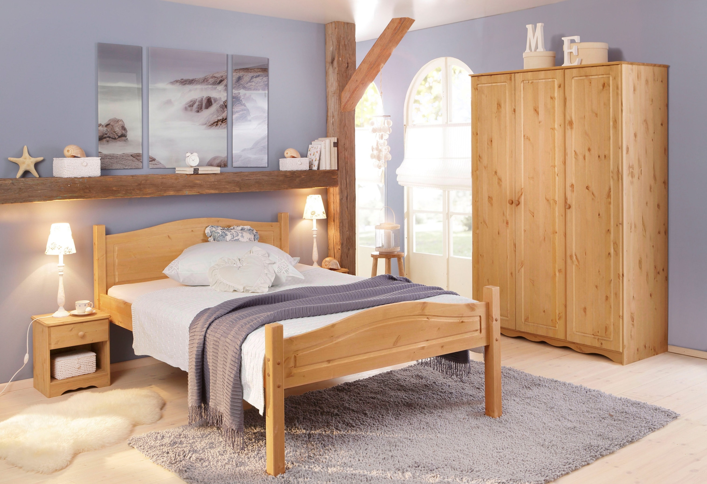 Home affaire Massivholzbett »Bolton« aus massivem Kiefernholz, in unterschiedlichen Größen und Farben