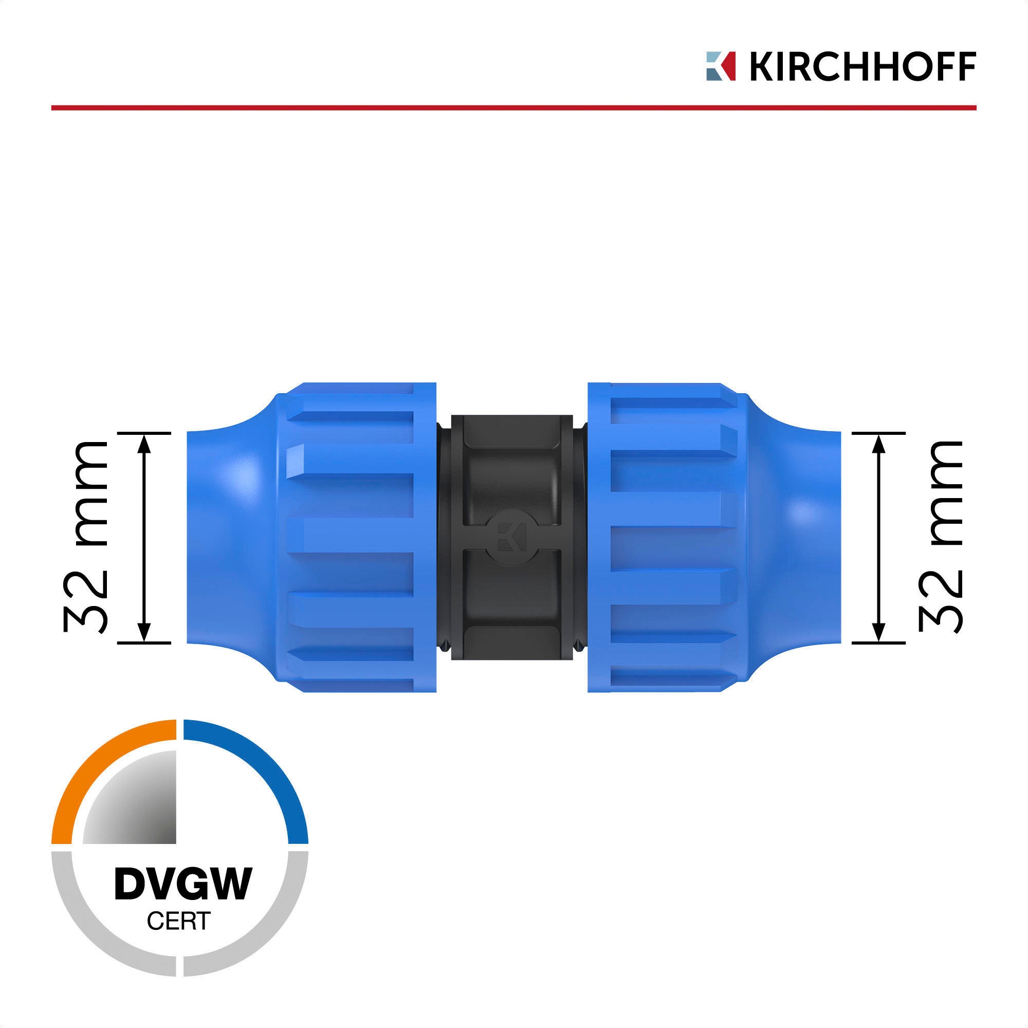 Kirchhoff Schlauchverbinder, für HDPE Rohr, 32 mm