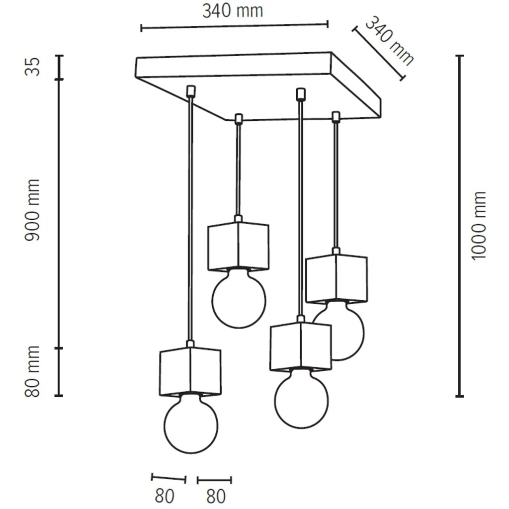 SPOT Light Pendelleuchte »STRONG SQUARE«, 4 flammig-flammig