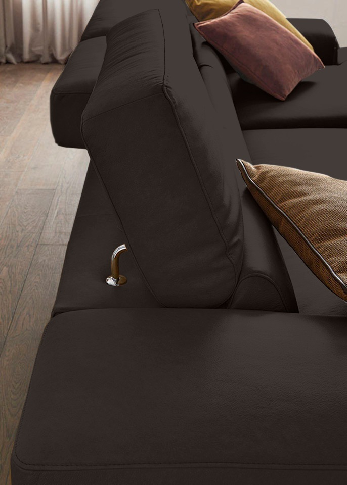 W.SCHILLIG Ecksofa »piedroo, Designsofa mit tollem Sitzkomfort, elegant und bequem, L-Form«, Kopfteilverstellung, wahlweise mit Sitztiefenverstellung, Breite 303cm