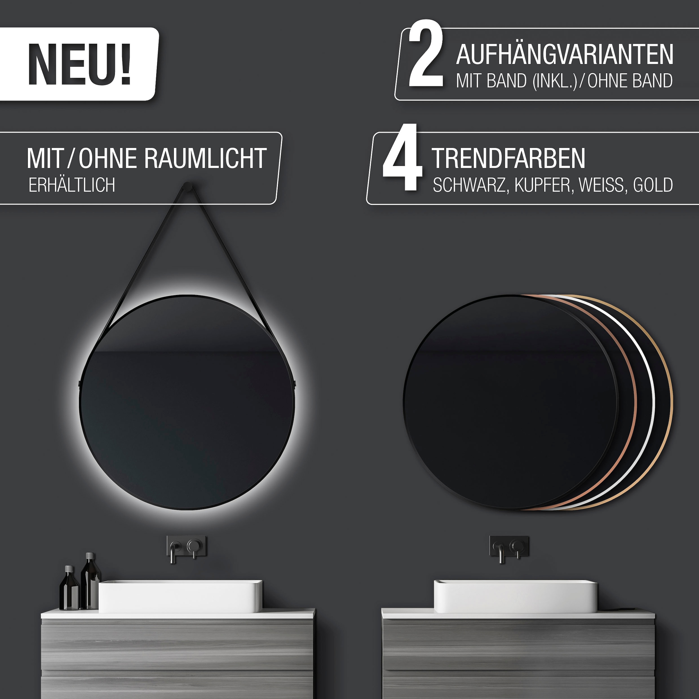 Talos LED-Lichtspiegel, rund, mit indirekter Beleuchtung, Online LED im Shop kaufen cm 80 OTTO Ø matt