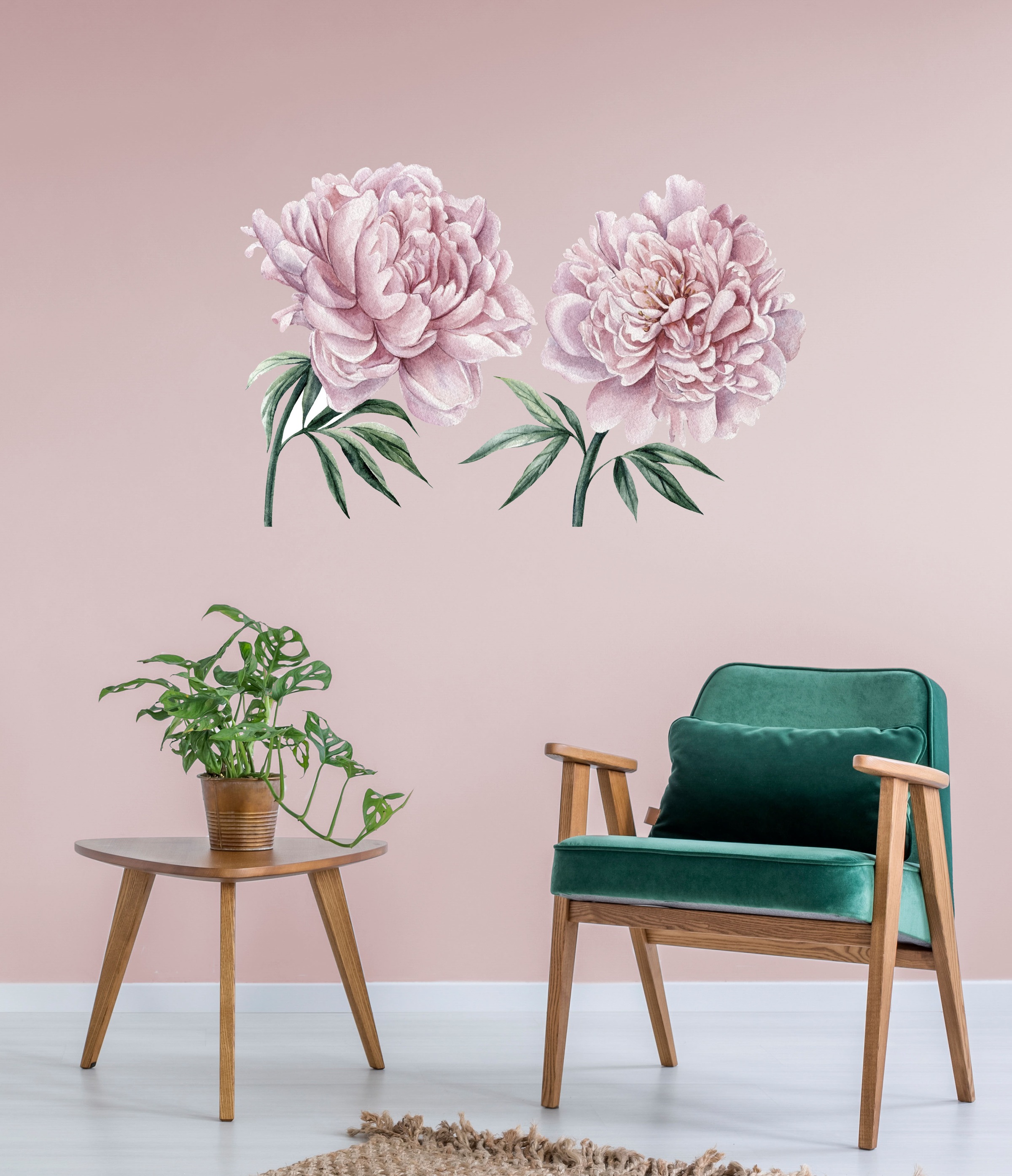 queence Wandtattoo »Lilly«, (1 St.), Wandbild, Sticker, rosa, Blume, Blüte, selbstklebend, Pastellfarben