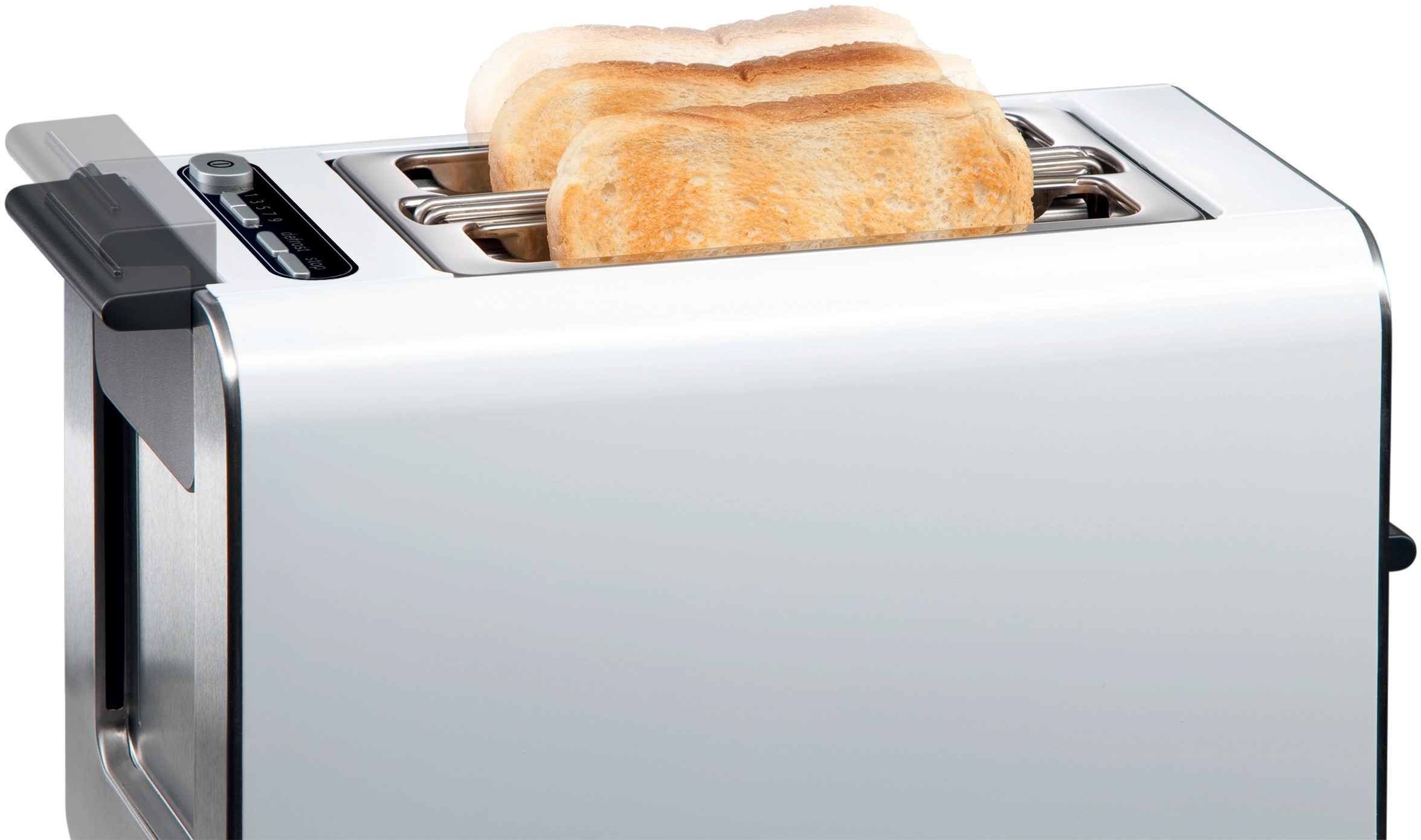 BOSCH Toaster »Styline TAT8611N, integrierter Brötchenaufsatz, Liftfunktion,«, 860 W, Auftaufunktion, Abschaltautomatik, Brotzentrierung, Edelstahl/weiß