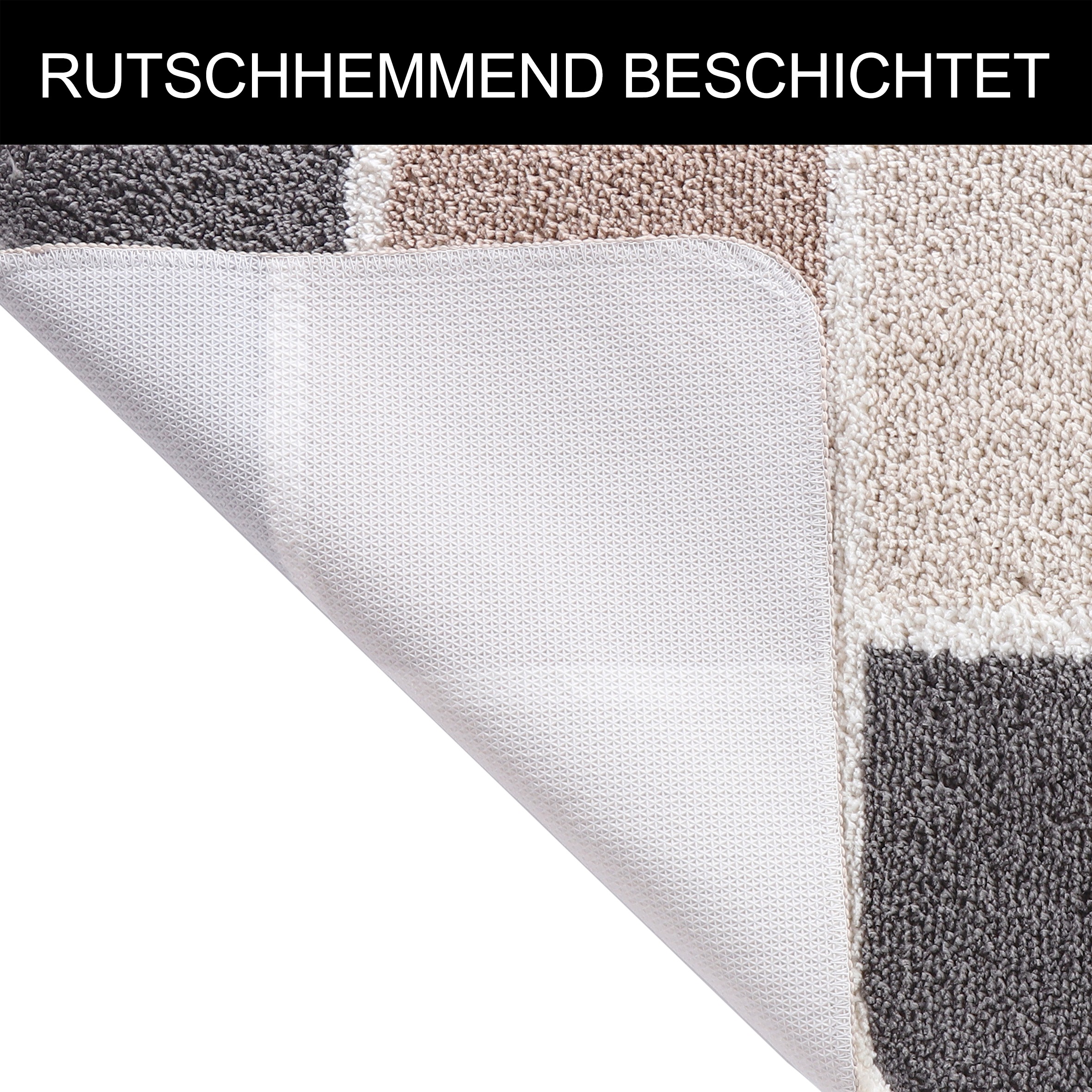 my home Badematte »Anna mit Kachelmuster, Badvorleger, Badezimmer Teppich, Duschvorleger«, rutschhemmend beschichtet, strapazierfähig, Badteppich, Hoch-Tief Effekt, Modern, Weich
