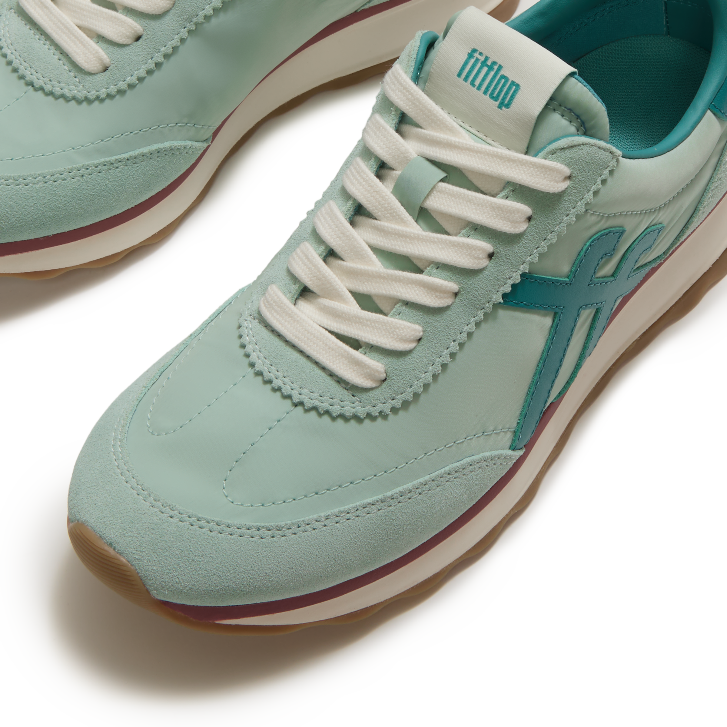 Fitflop Keilsneaker »RETRO-Q FF FABRIC/SUEDE SNEAKERS«  Schnürschuh, Freizeitschuh, Halbschuh mit Kontrastbesatz