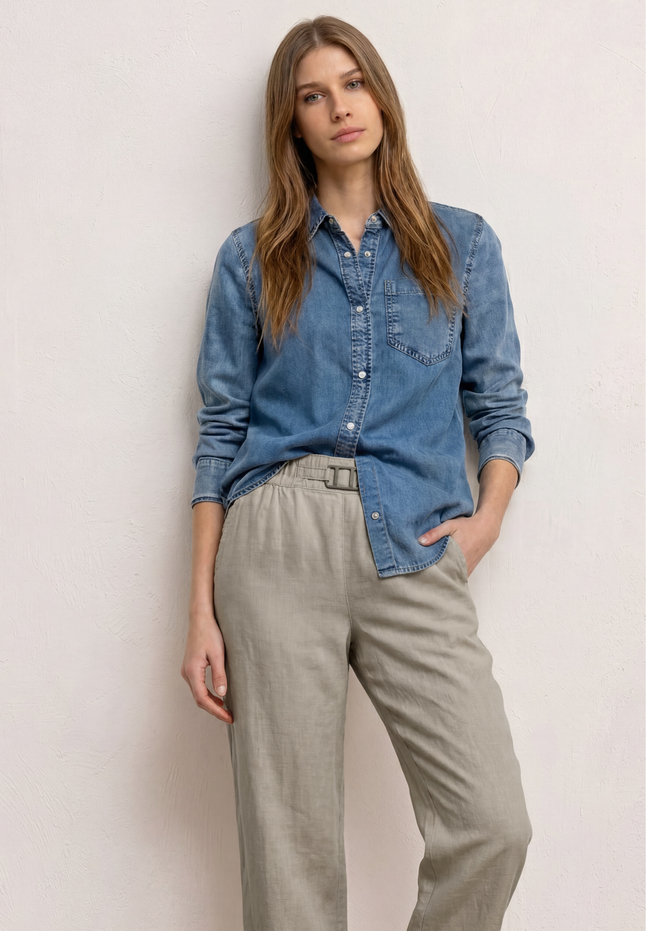 STREET ONE Stoffhose »Style Emee«  Leinenhose mit Schnallendetail
