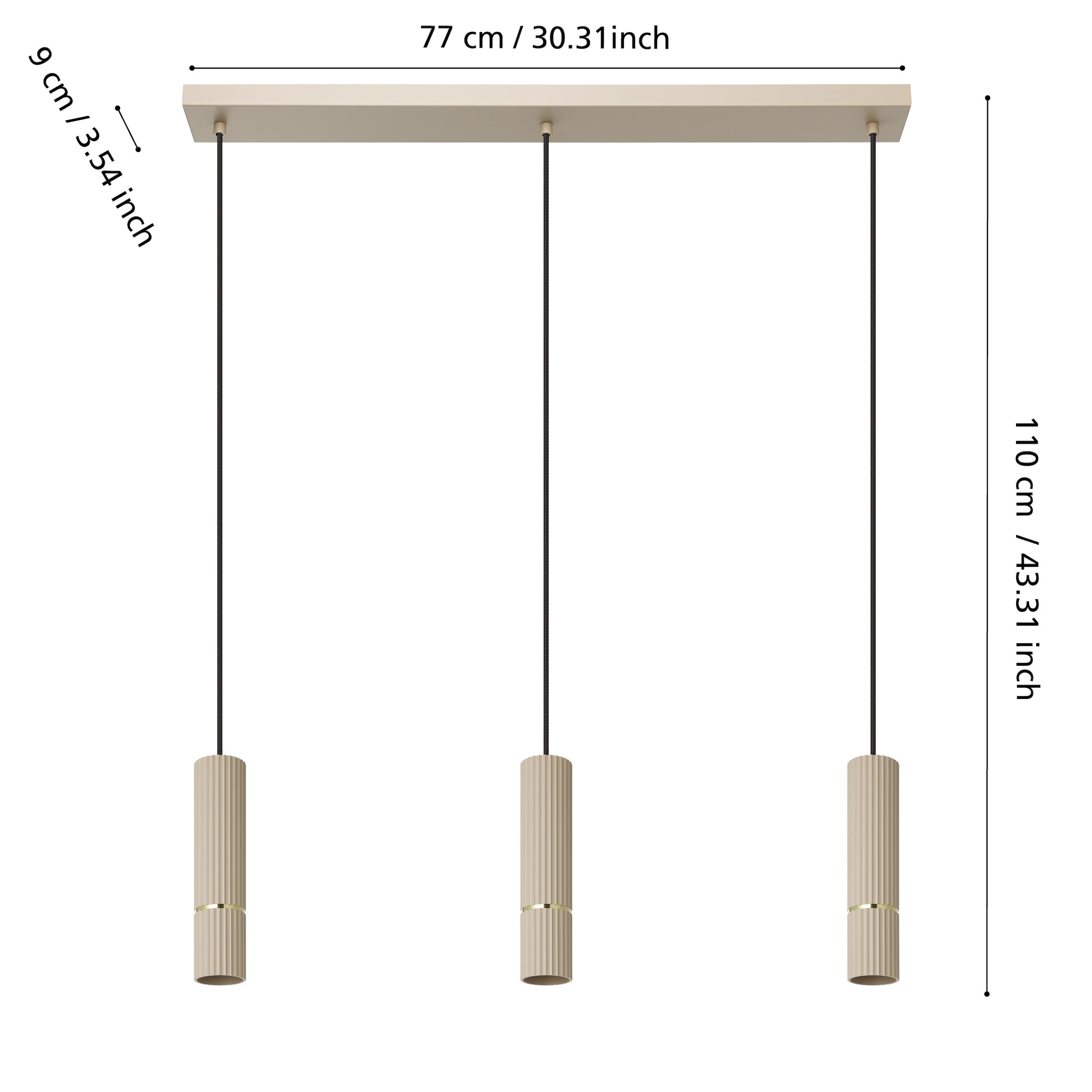 EGLO Hängeleuchte »CAMINIA Pendellampe - Stahl - GU10 - 3X4,7W - IP20« GU10 1 Stk. Hängelampe, Deckenlampe, Wohnzimmer, Esszimmer, L77 x B9 x H110 cm