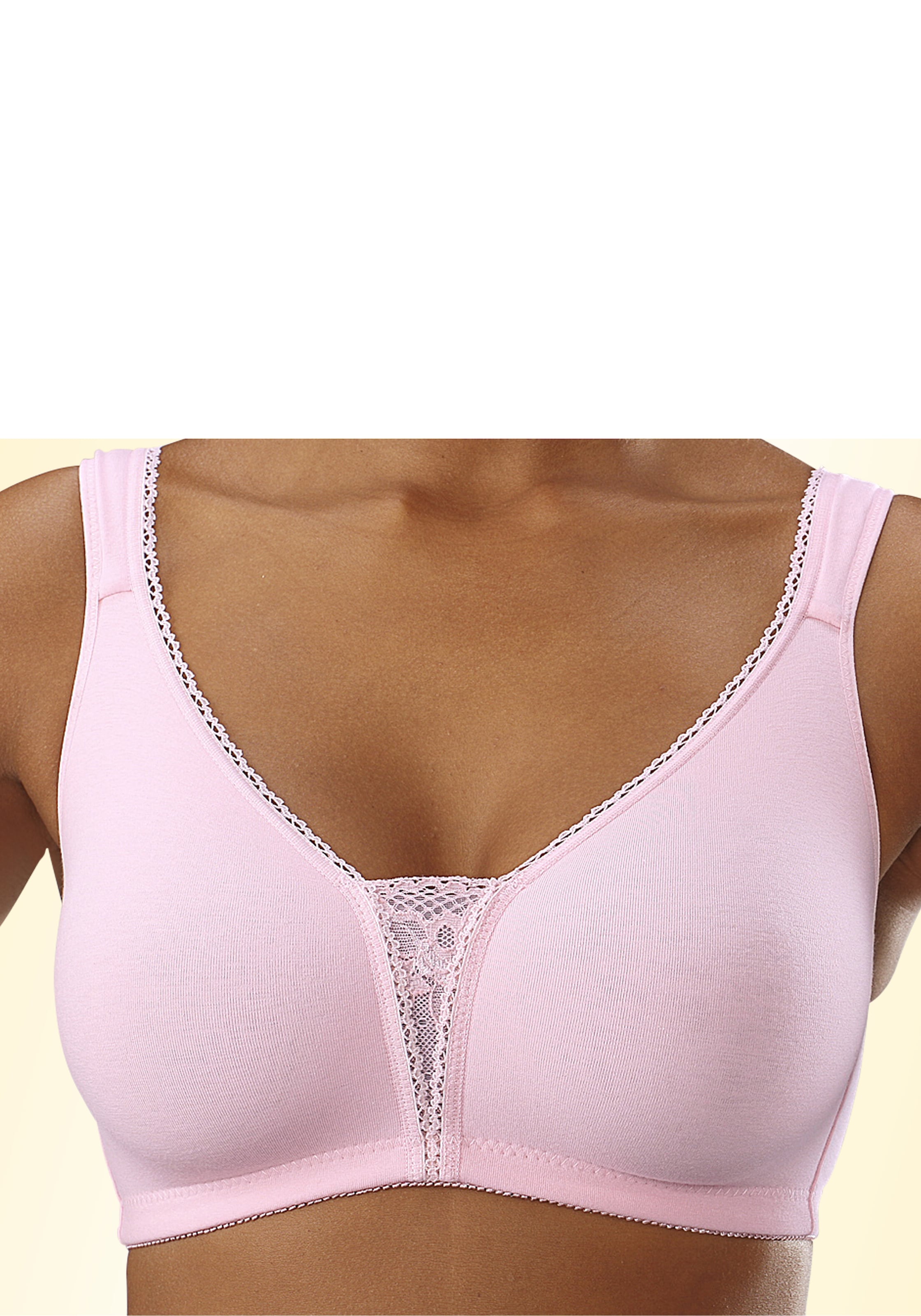 petite fleur Soft-BH Packung, 2 Stück,  ohne Bügel mit Spitzen-Details – ideal für große Größen, bequemer BH
