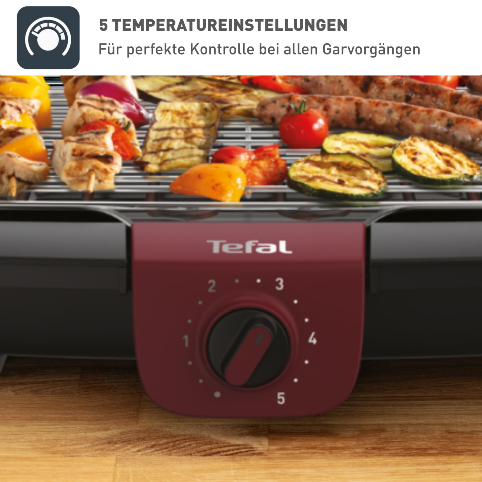 Tefal Tischgrill »Easygrill Adjust, wasserbefüllbare Tropfschale gegen Rauch und Gerüche«, 2300 W, spülmaschinengeeigneter Rost und Tropfschale, platzsparend, BG90E5
