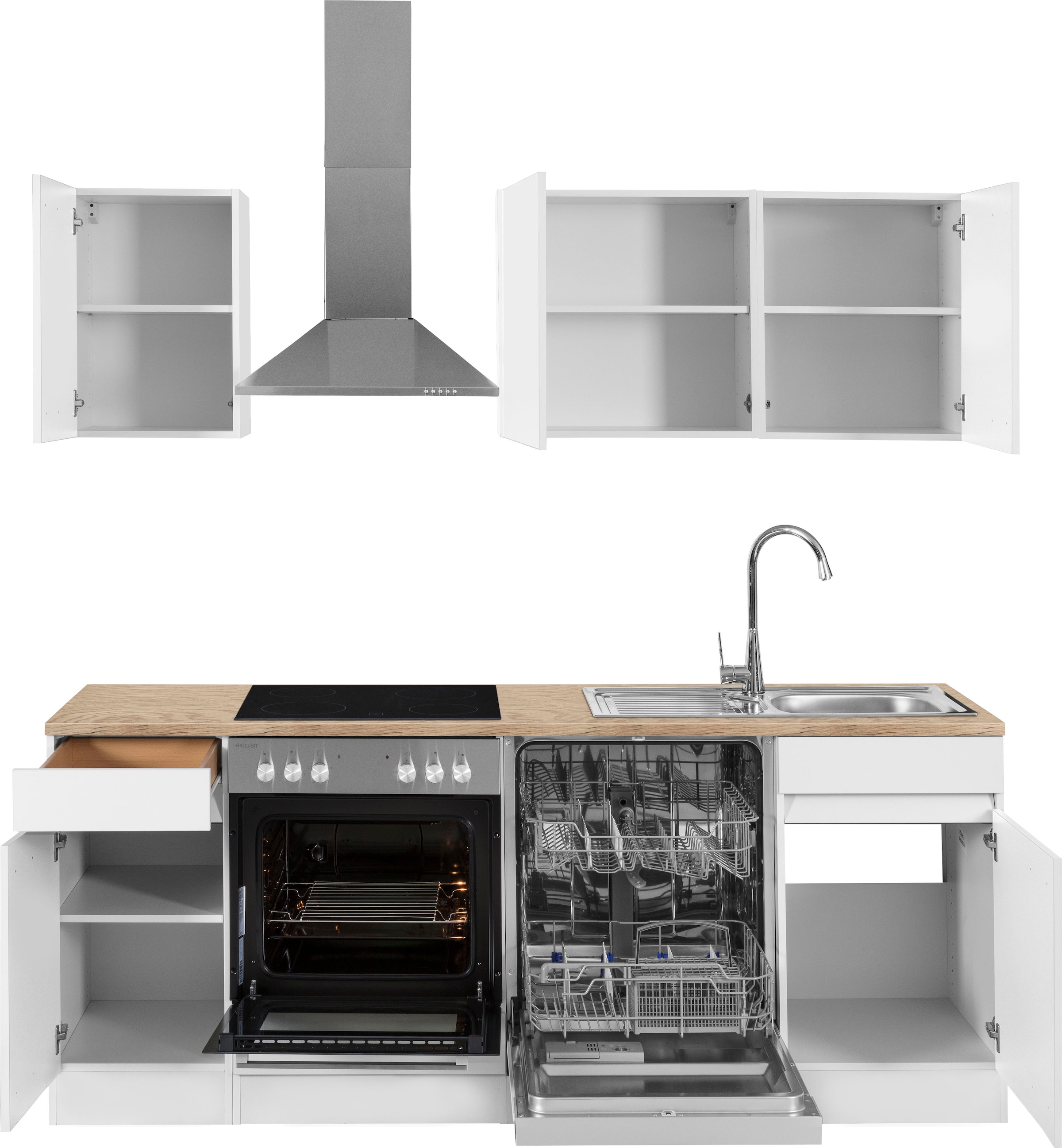 OPTIFIT Küchenzeile »Roth« Breite 210 cm, wahlweise mit E-Geräten, Push-to-Open-Funktion