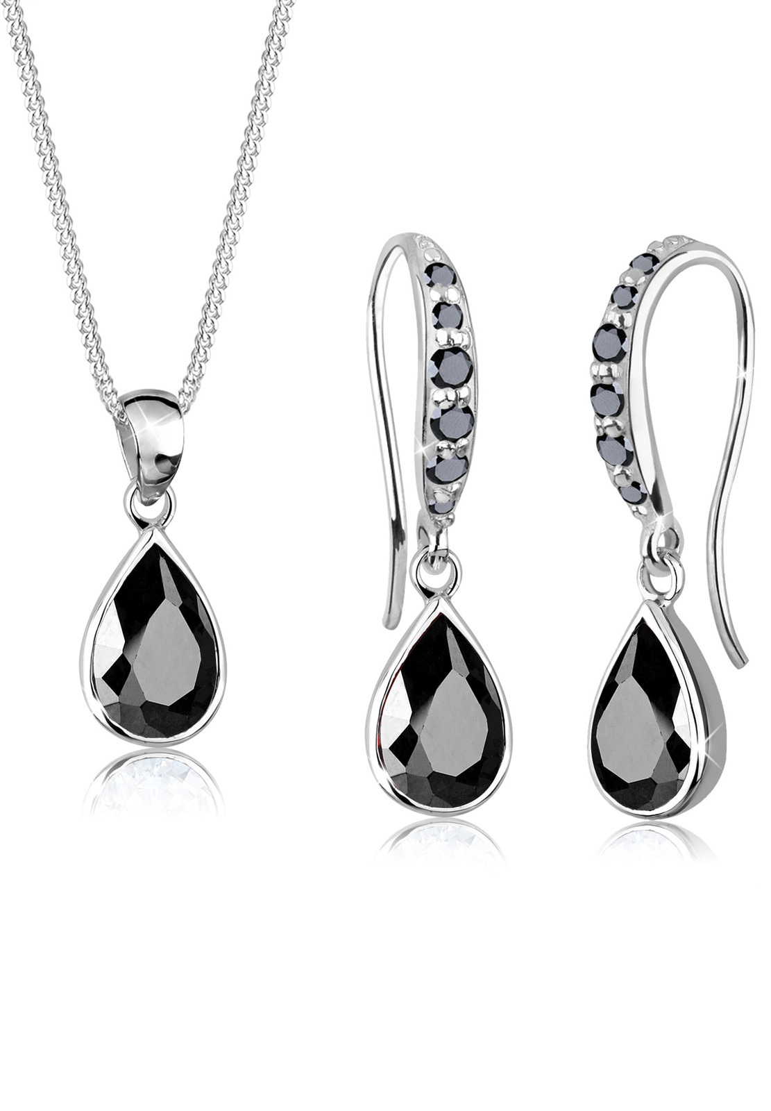 Elli Ohrring und Ketten Set »Schmuckset Tropfen Zirkonia Weiß 925 Sterling Silber« ()