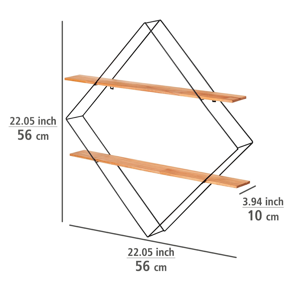 WENKO Wandregal »Geo«, Rautenform, 2 Ablagen