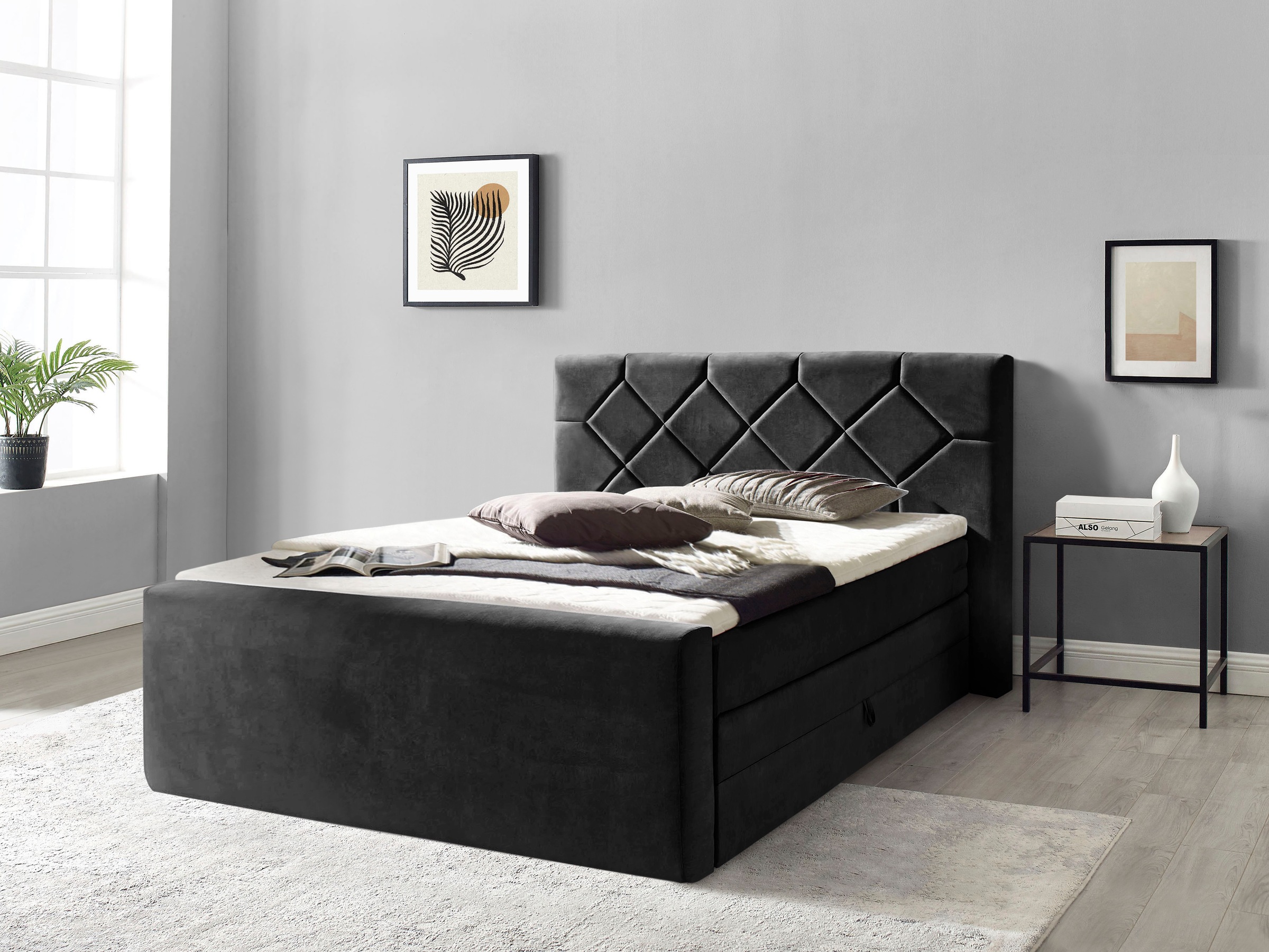 Places of Style Boxspringbett »Atlanta«, inklusive Topper und Bettkasten
