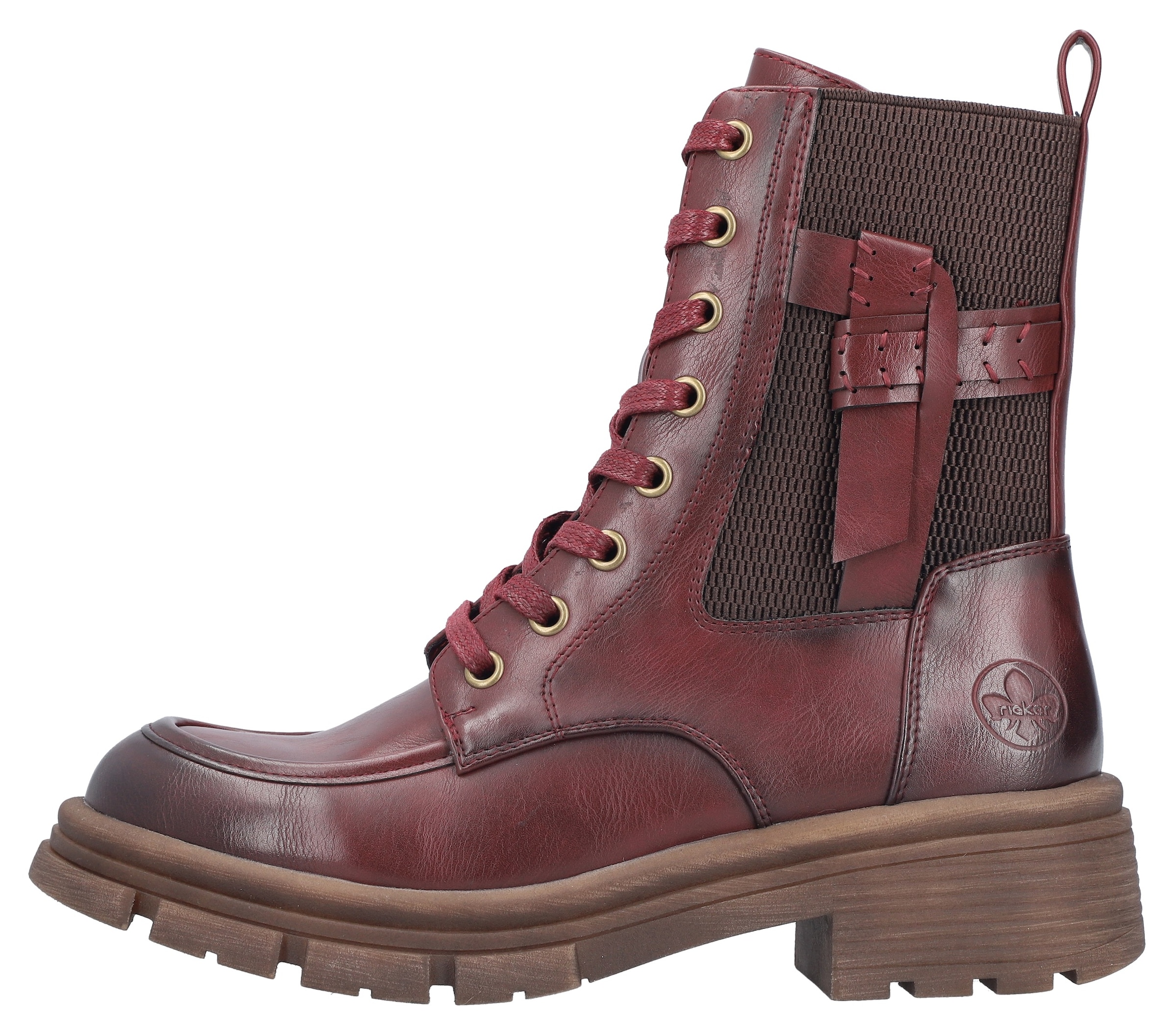 Rieker Schnürboots  Schnürstiefelette, Herbstboots, Profilsohle, Blockabsatz, mit Stretch