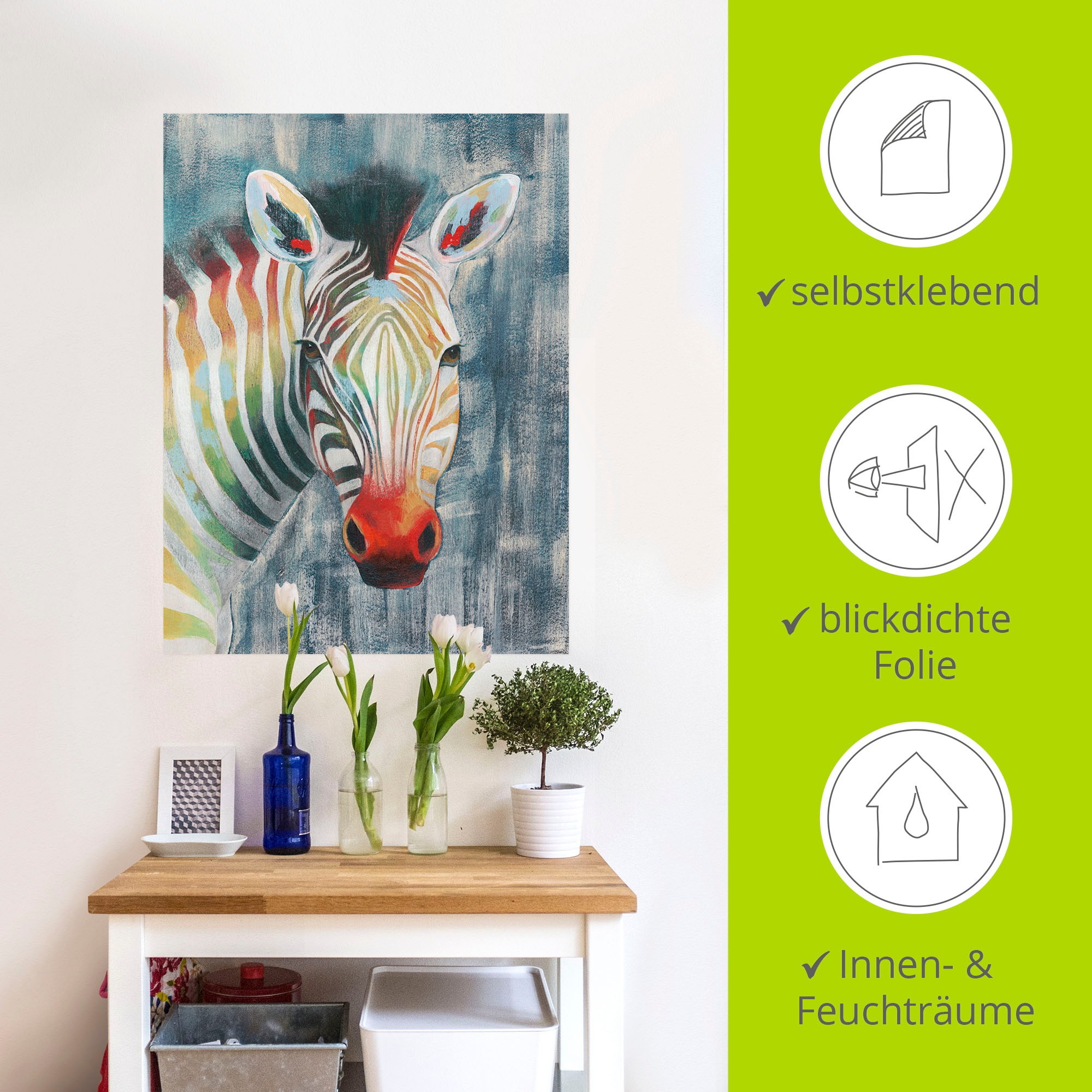 Artland Wandbild »Prisma Zebra I«, Wildtiere, (1 St.), als Alubild, Outdoorbild, Leinwandbild, Wandaufkleber, versch. Größen