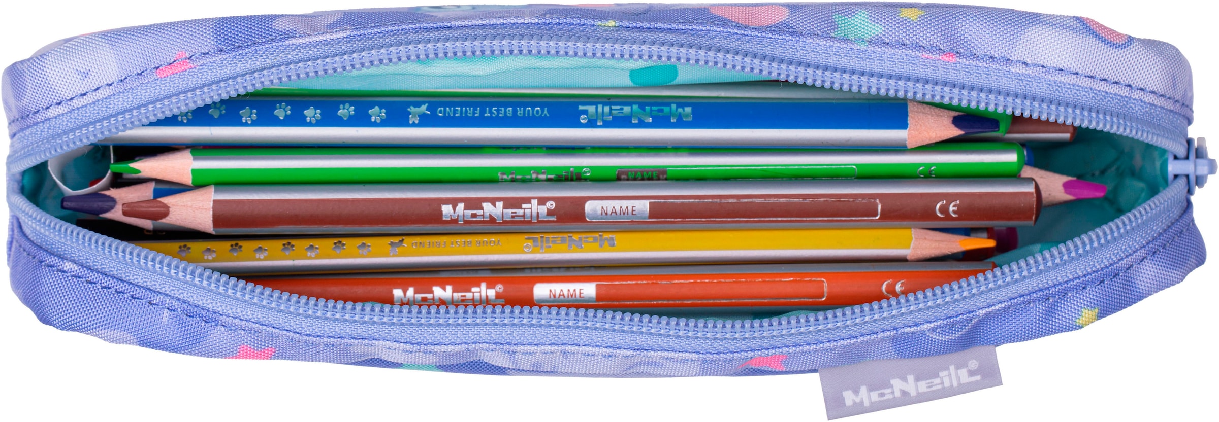 McNeill Schulranzen »Perfecto, Stitch II«, reflektierende Streifen auf den Schultergurten-retroreflektierende Flächen, inkl. Federmäppchen, Turnbeutel, Schlamperrolle & Motivmagnet
