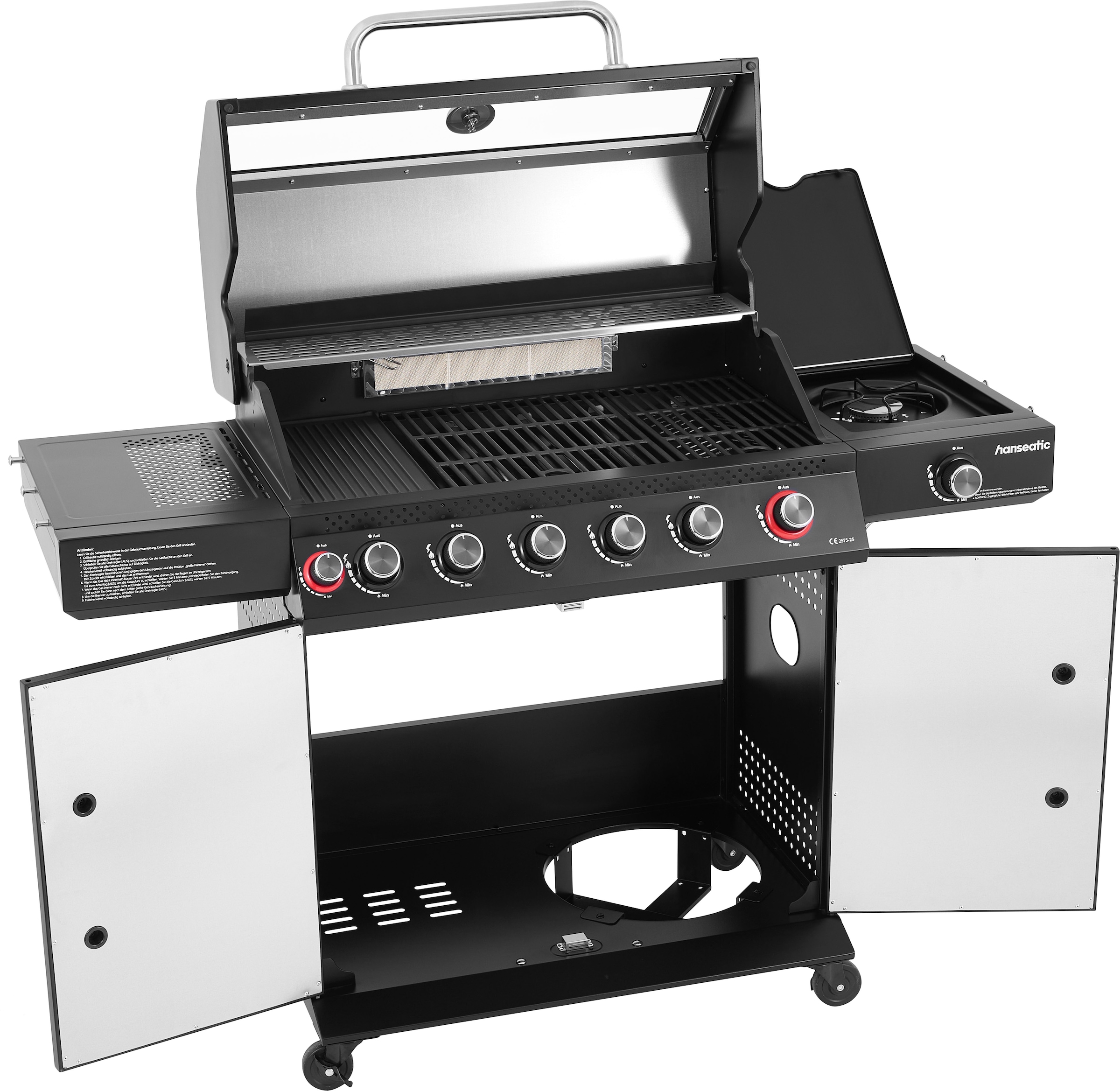 Hanseatic Gasgrill »Gasgrill 6+2 Memphis Black Plus« inkl. 3 Jahre Herstellergarantie