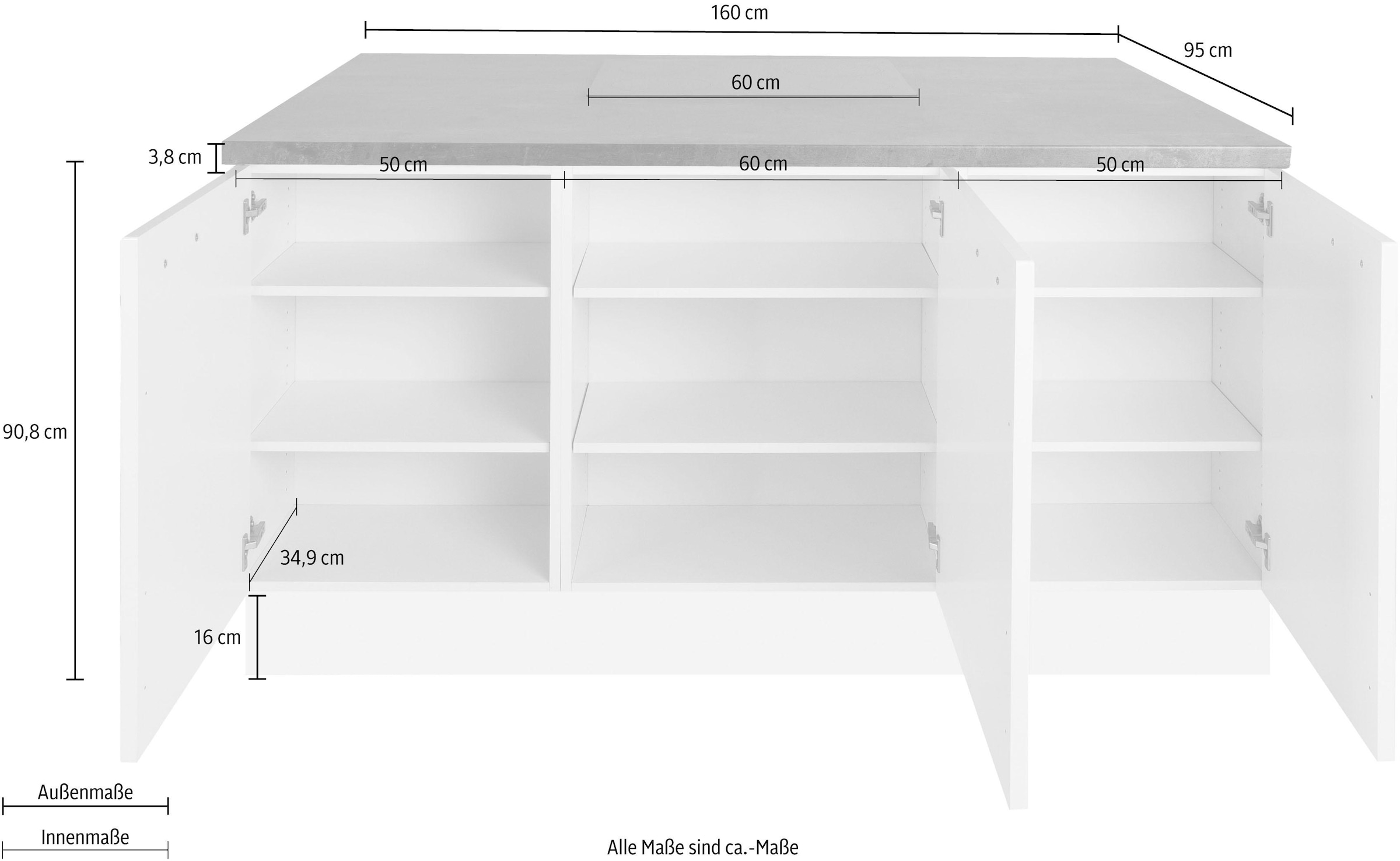 OPTIFIT Kücheninsel »Cara«, Vollauszüge und Soft-Close-Funktion, Stellbreite 160 x 95 cm