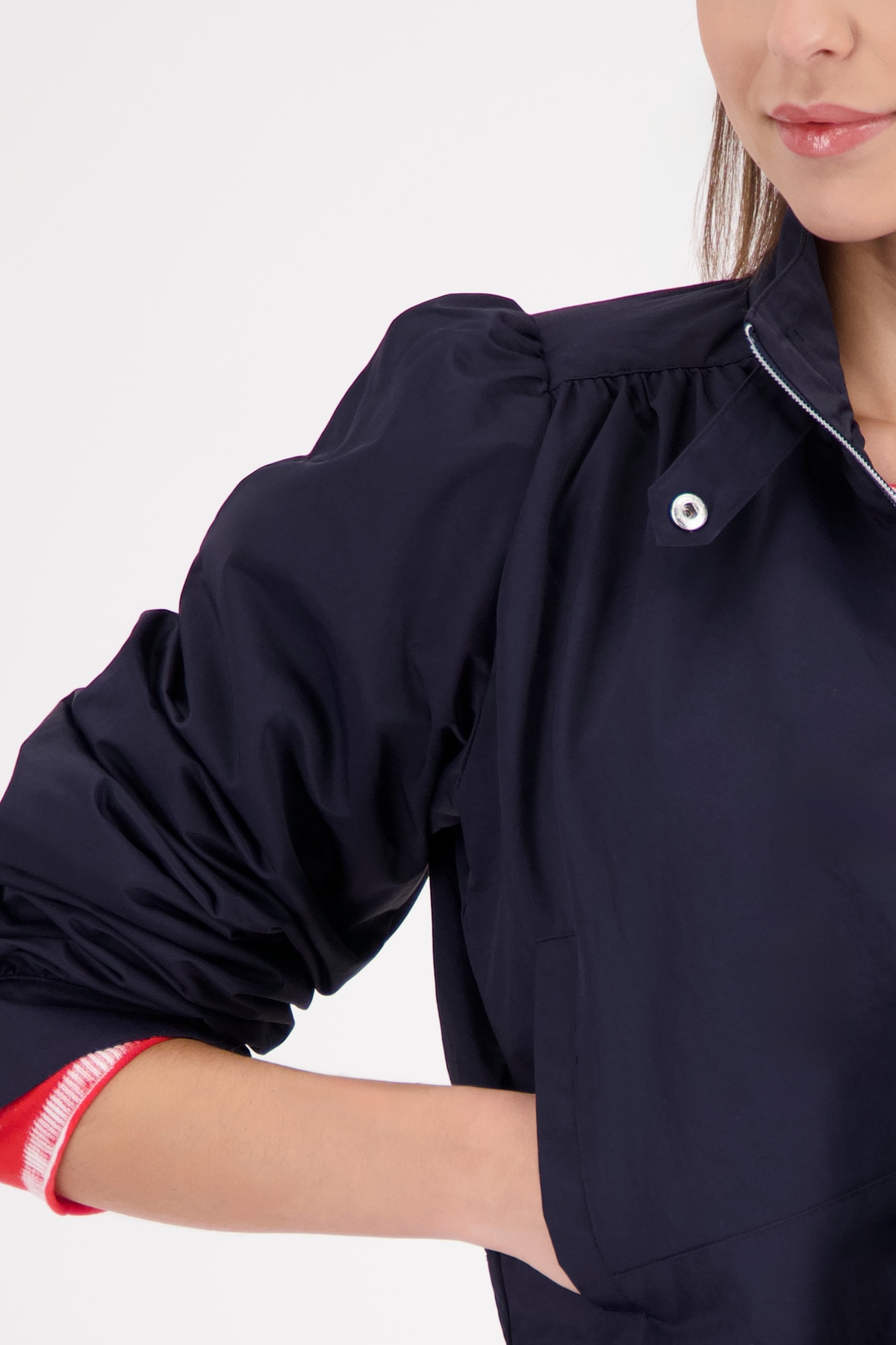 Monari Kurzjacke »Nylon« ohne Kapuze Stehkragen, Regular Fit, Kräuselung an der Schulter