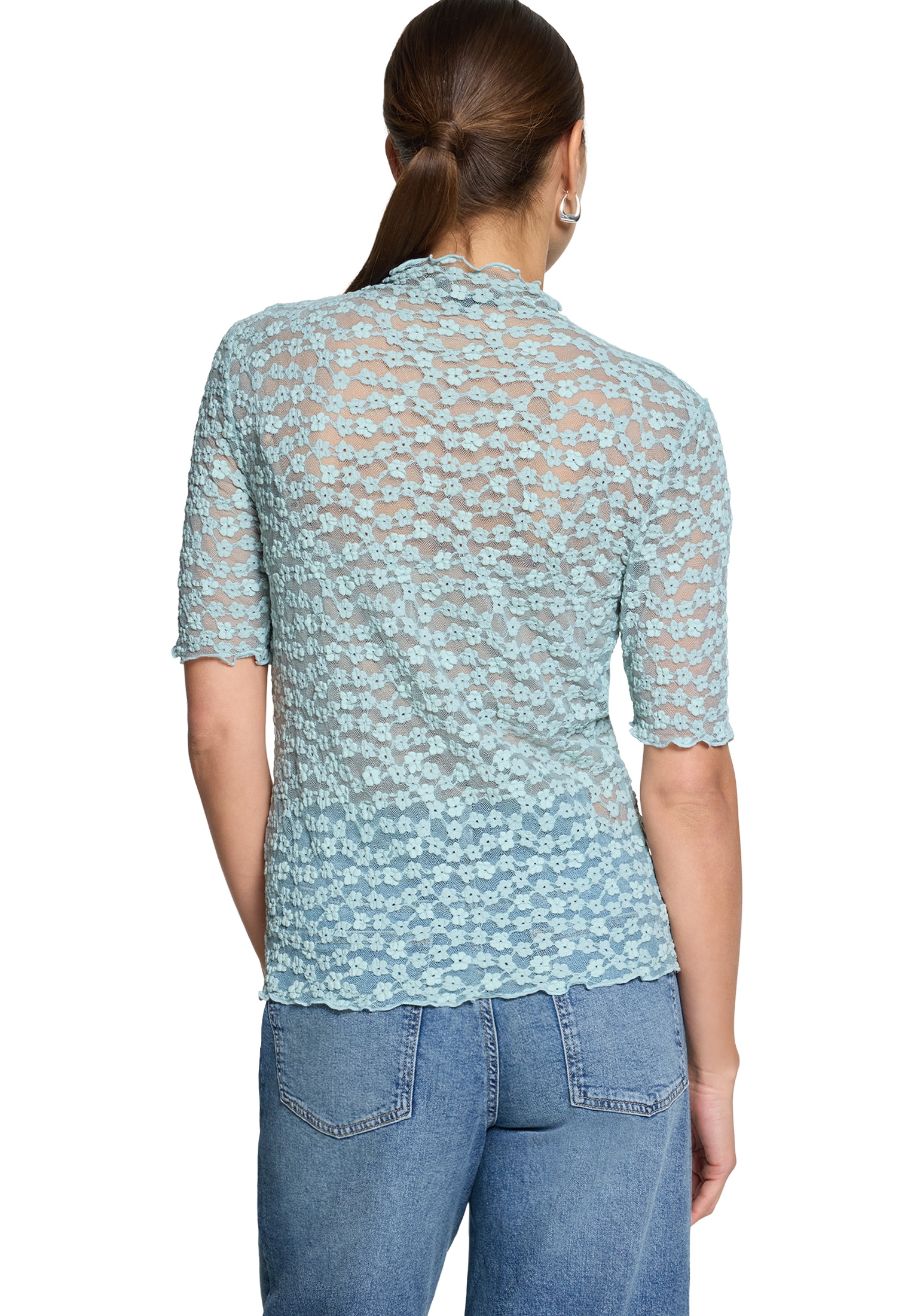 Zero Rundhalsshirt »Spitzenshirt kurzarm«