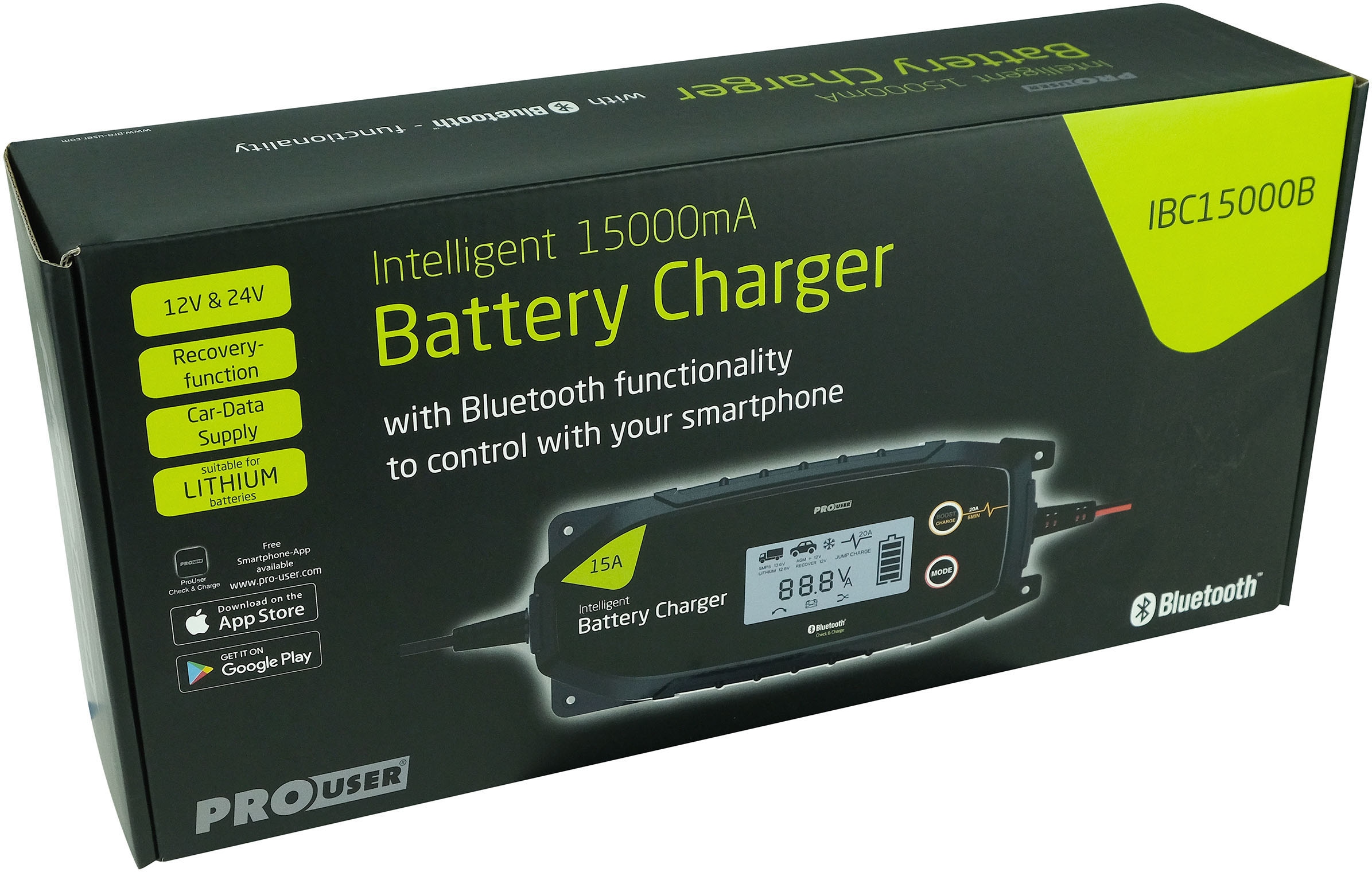 PROUSER Autobatterie-Ladegerät »Mikroprozessor Ladegerät 15A IBC15000B« 15.000