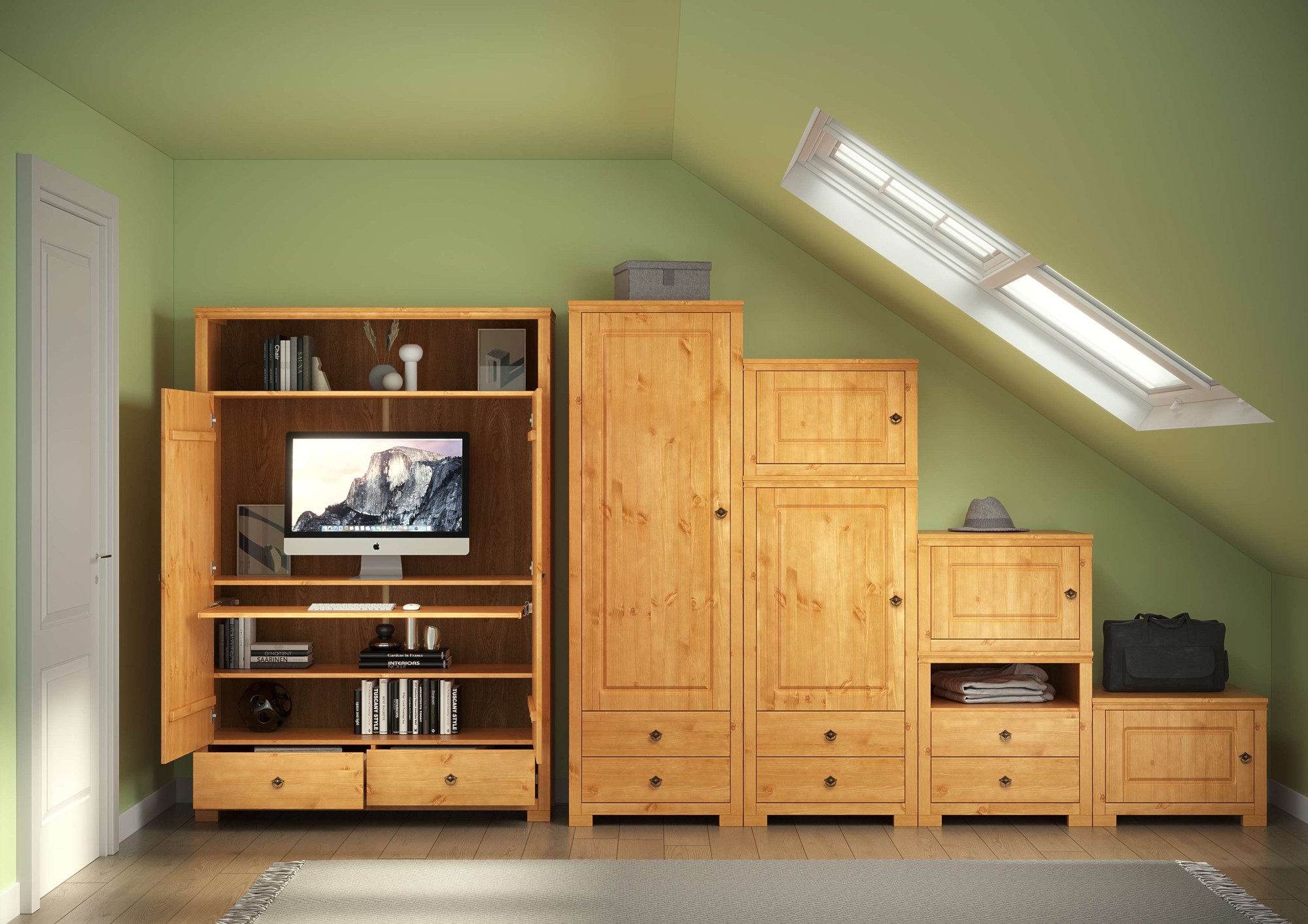 OTTO home Wäscheschrank »Gotland, Schrankmodulsystem, einzeln oder mit der Serie kombinierbar«, massive Kiefer, variabel einsetzbar, auch für Dachschrägen