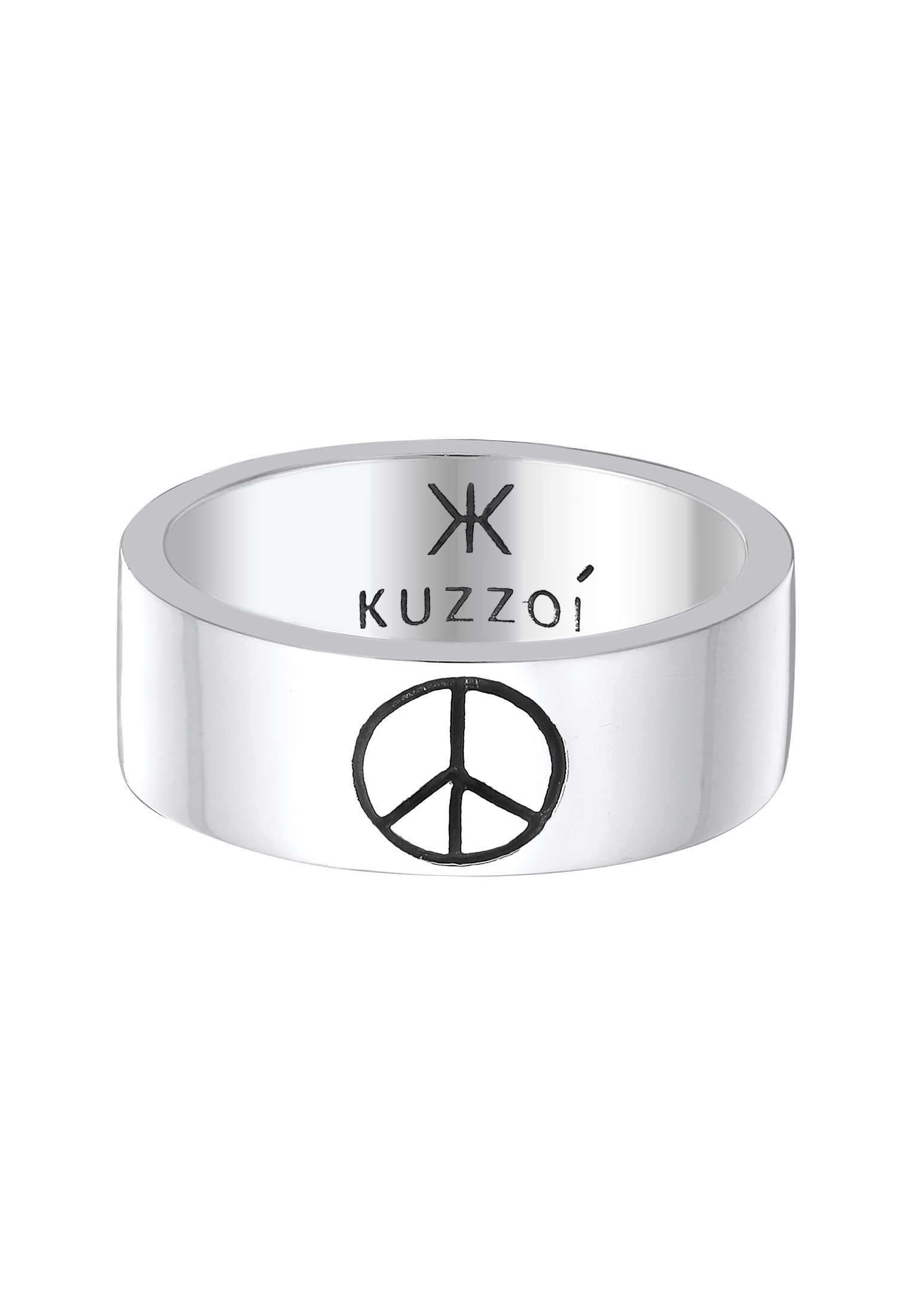 Kuzzoi Silberring »Ring Herren Bandring Peace Oxidiert 925 Silber«