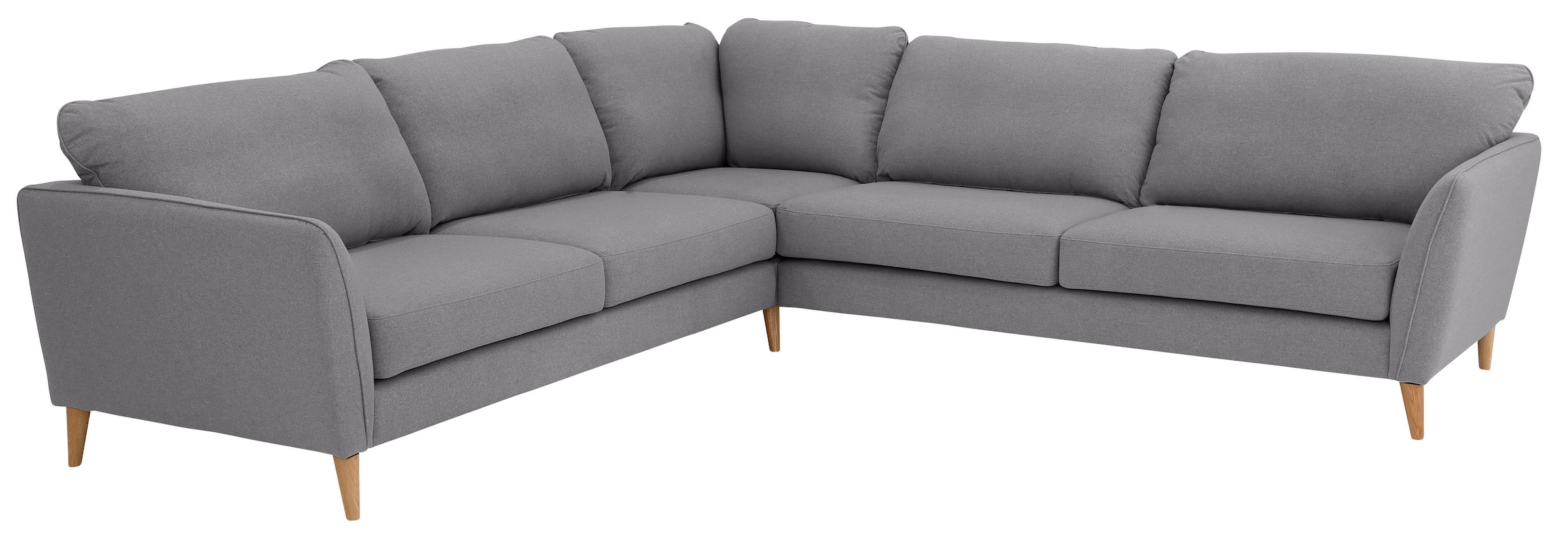 Home affaire Ecksofa »MARSEILLE 278/278 cm, L-Form, Webstoff, Flachgewebe, Filzoptik«, gleichschenklig, Massivholzbeine, Landhausstil, Wellenunterfederung