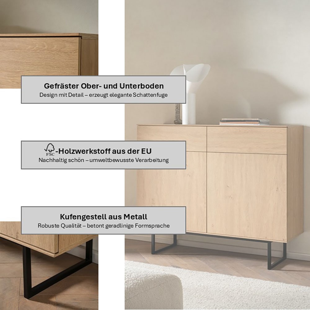 Home affaire Sideboard »Lund, moderner Schrank, Kommode mit Kufengestell« ausreichend Stauraum, vielseitig einsetzbar, 115 cm breit