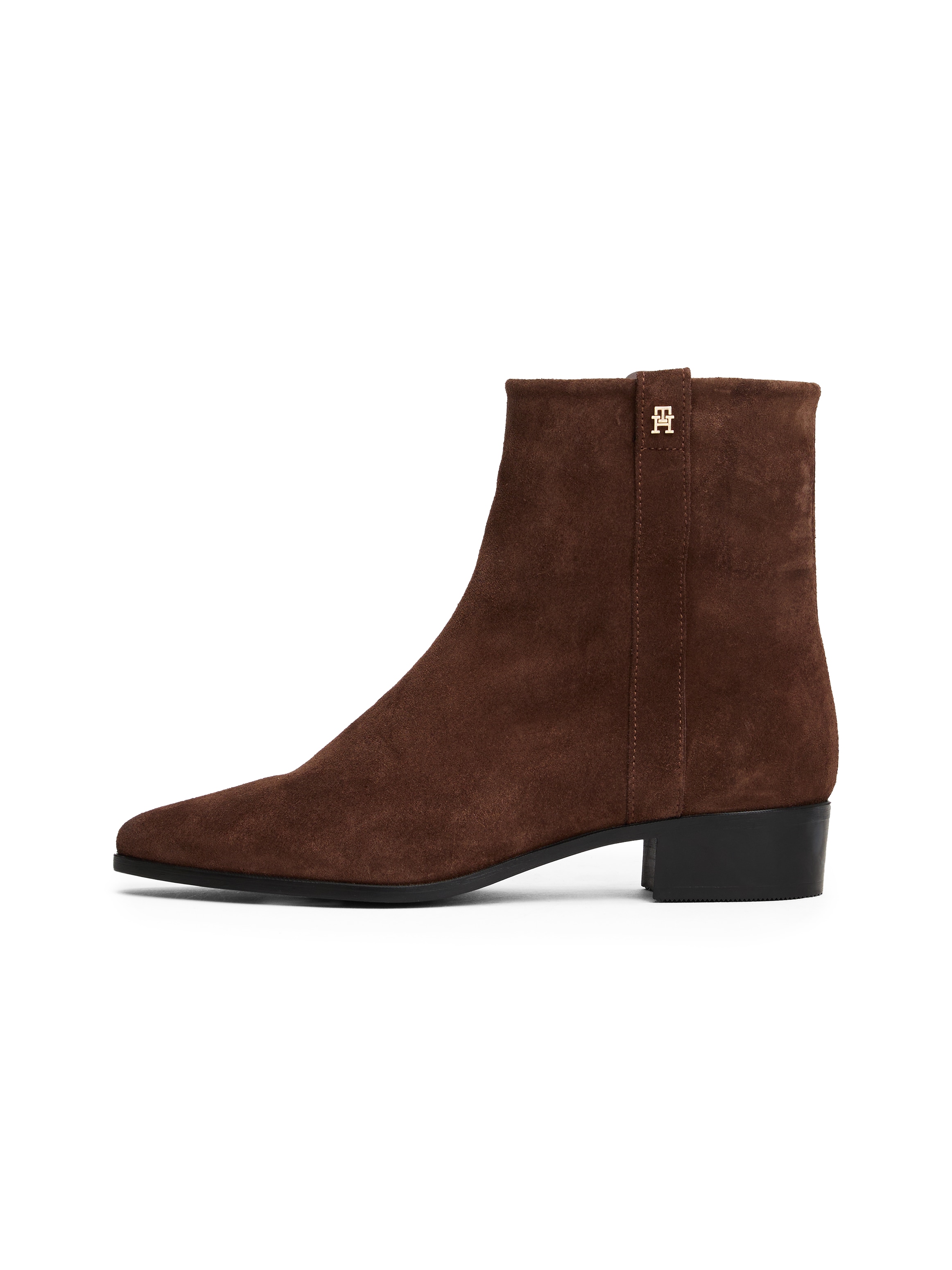 Tommy Hilfiger Stiefelette »TH SUEDE POINTY ZIP BOOTIE«, Blockabsatz, Westernboots, Cowboyboots hat eine schmale Form