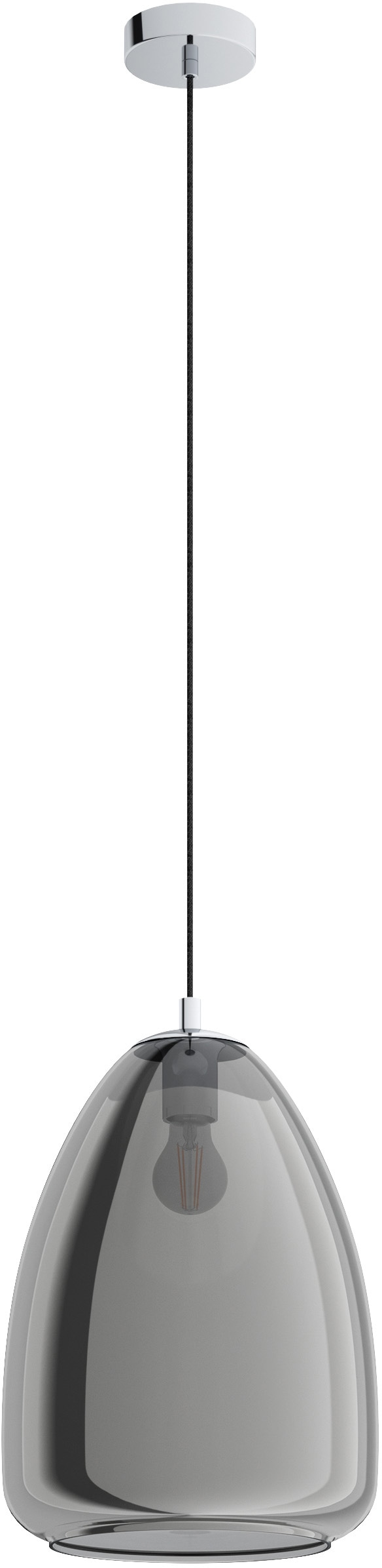 EGLO Hängeleuchte »ALOBRASE«, 1 flammig, Leuchtmittel E27 | Leuchtmittel wechselbar-ohne Leuchtmittel, chrom / Ø30 x H110 cm / Pendellampe / Esstischlampe / Küche