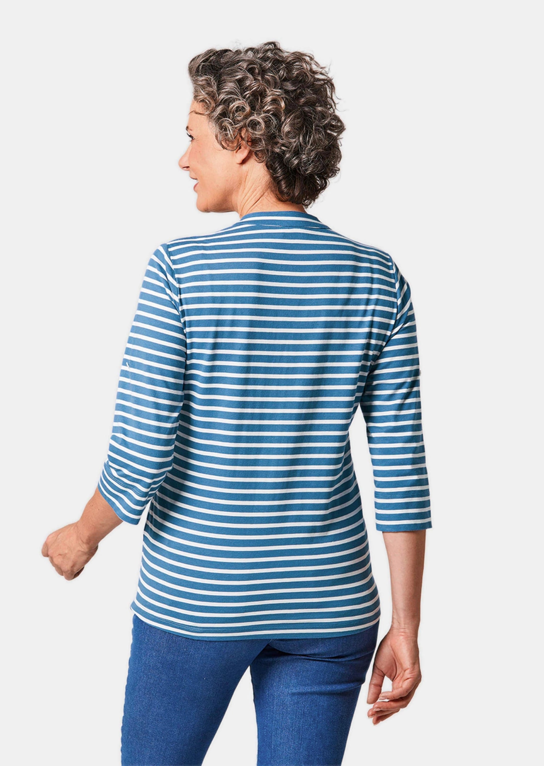 GOLDNER 3/4-Arm-Shirt »Kurzgröße Sportives Ringelshirt in Longform«